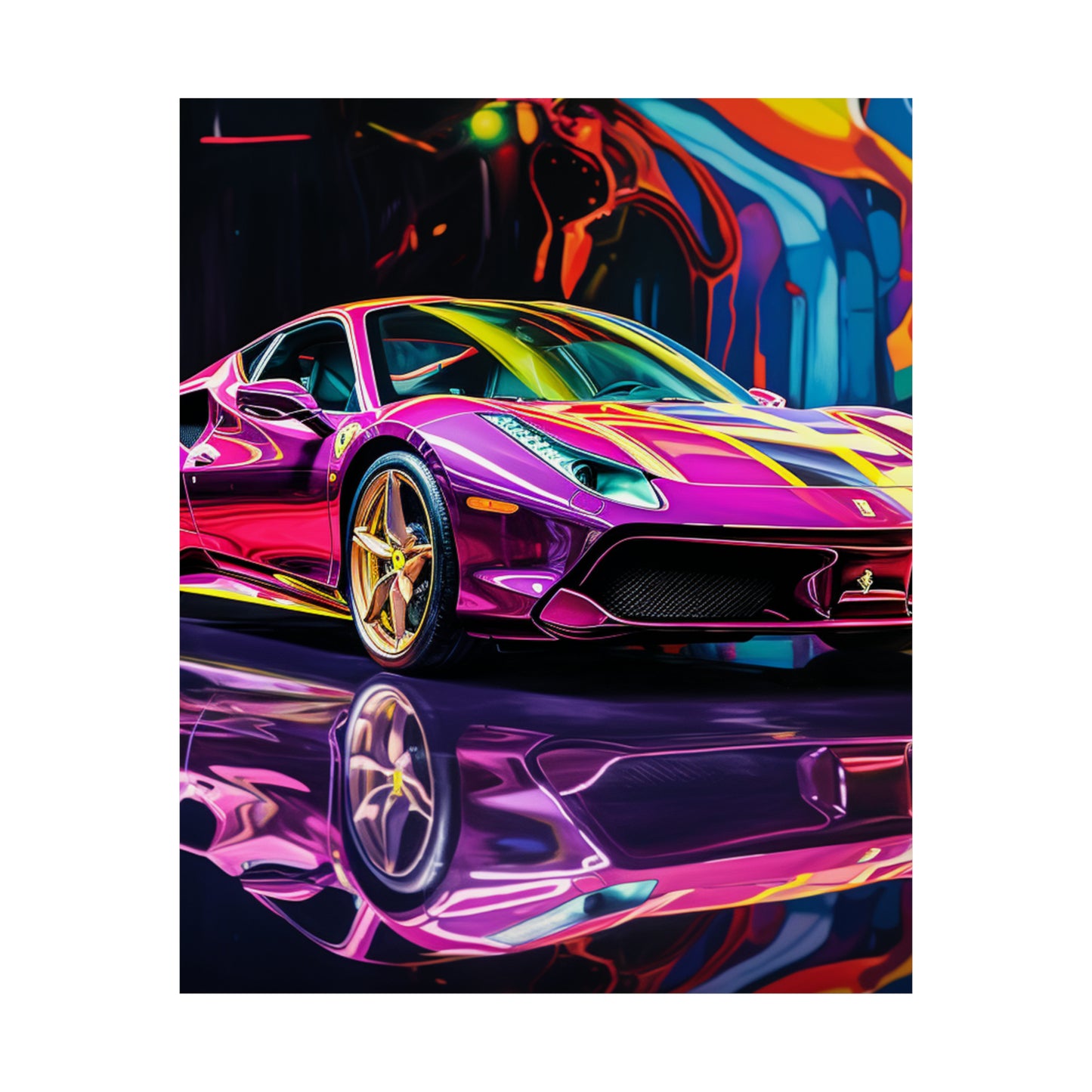 Premium Matte Vertical Posters Pink Macro Ferrari 2