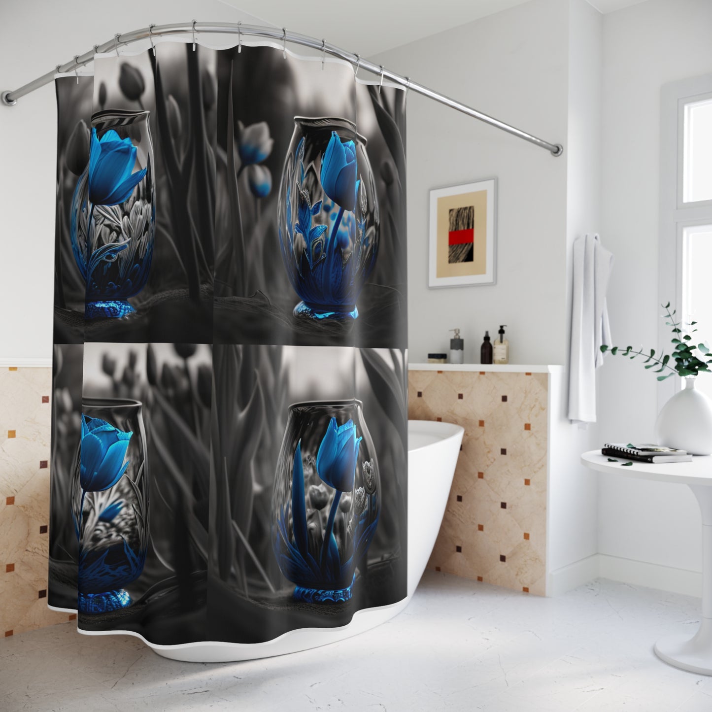 Polyester Shower Curtain Tulip Blue 5