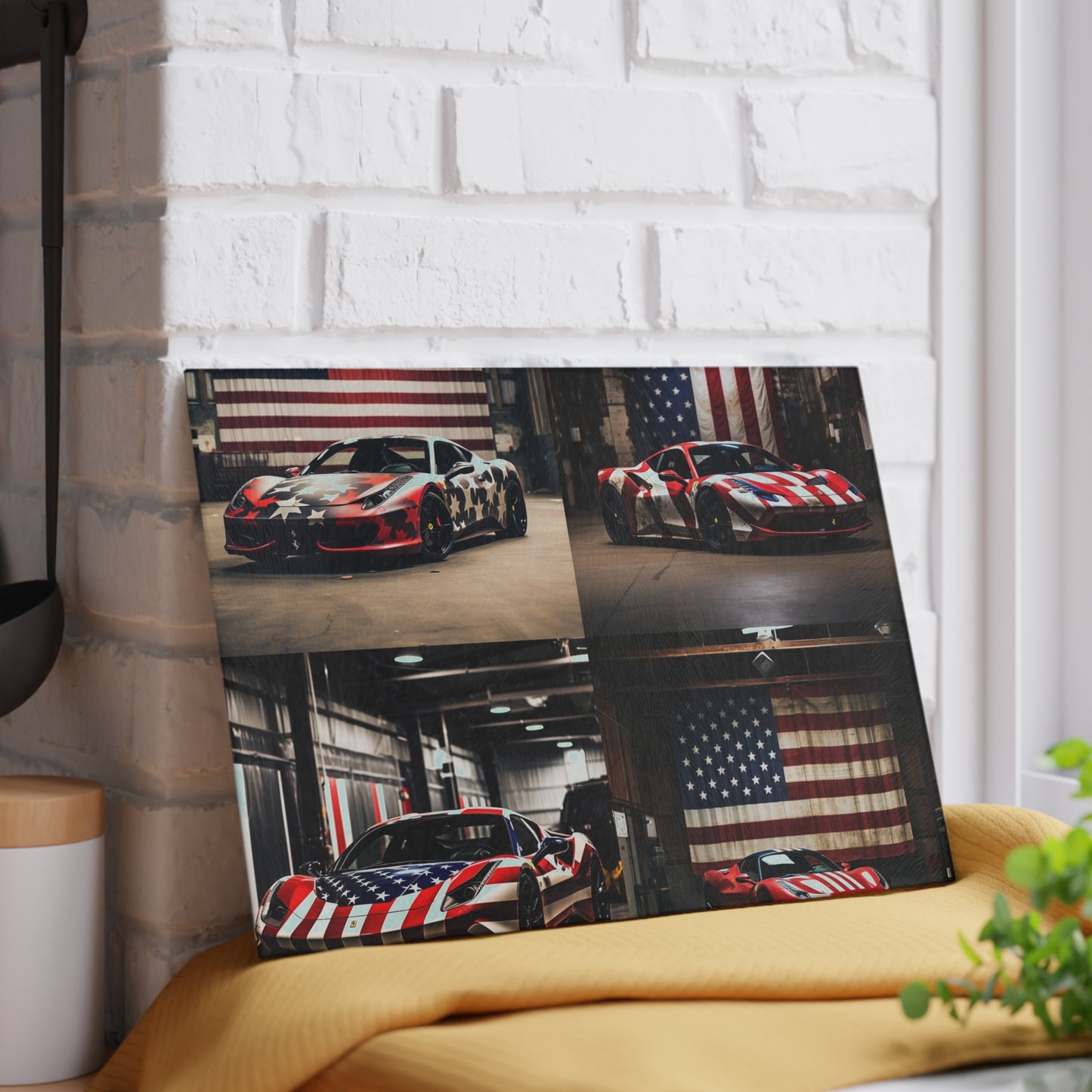 Glass Cutting Board American Flag Farrari 5