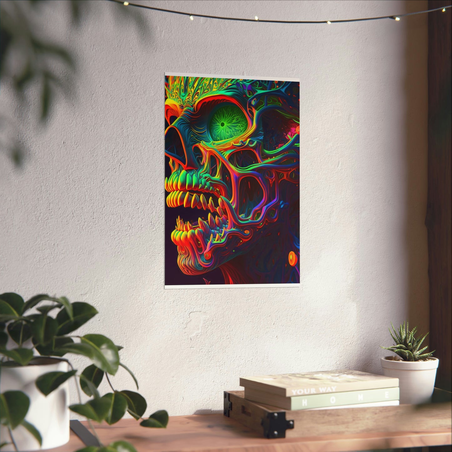 Premium Matte Vertical Posters Florescent Skull Death 1