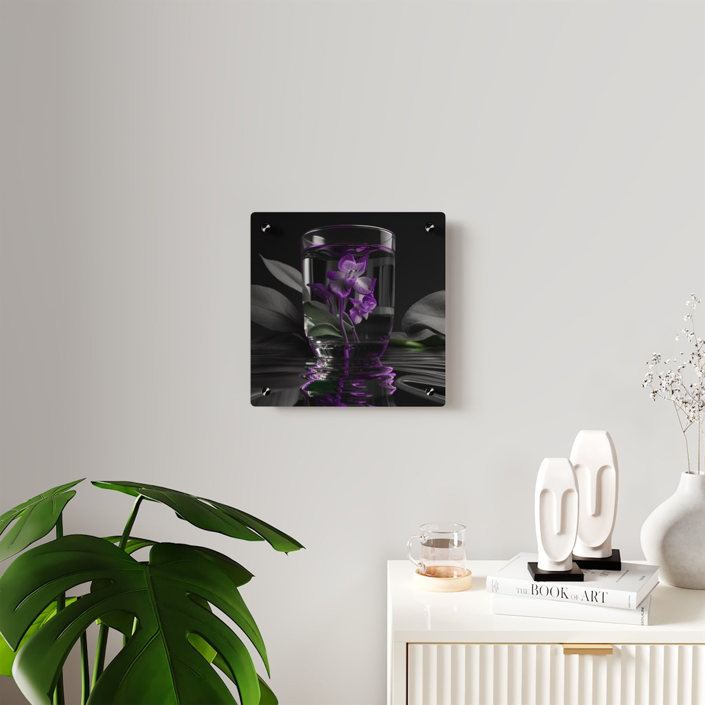 Acrylic Wall Art Panels Purple Orchid Glass vase 1