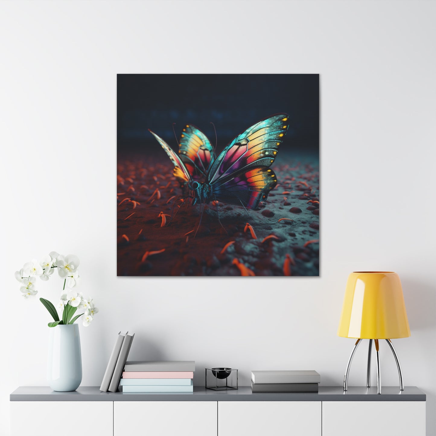 Canvas Gallery Wraps Hyper Colorful Butterfly Macro 1