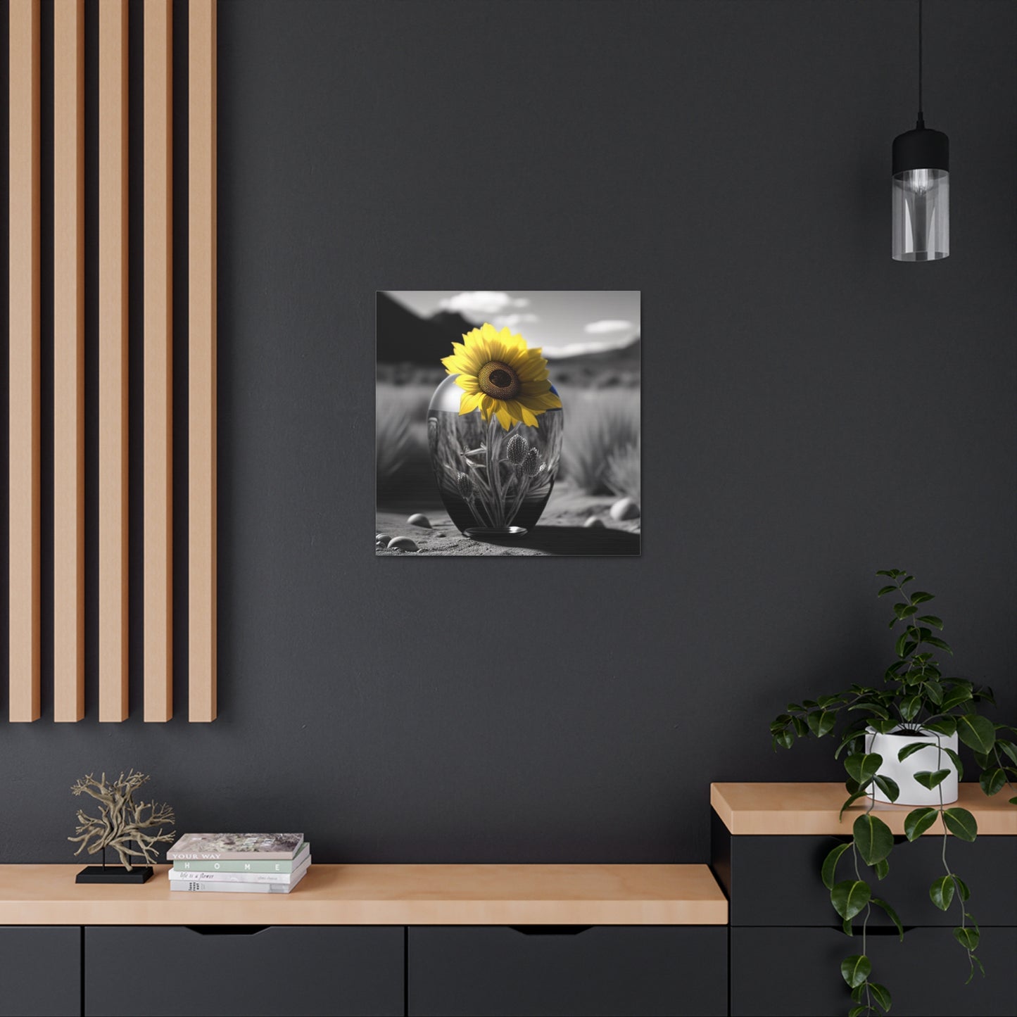 Canvas Gallery Wraps Yellw Sunflower in a vase 3