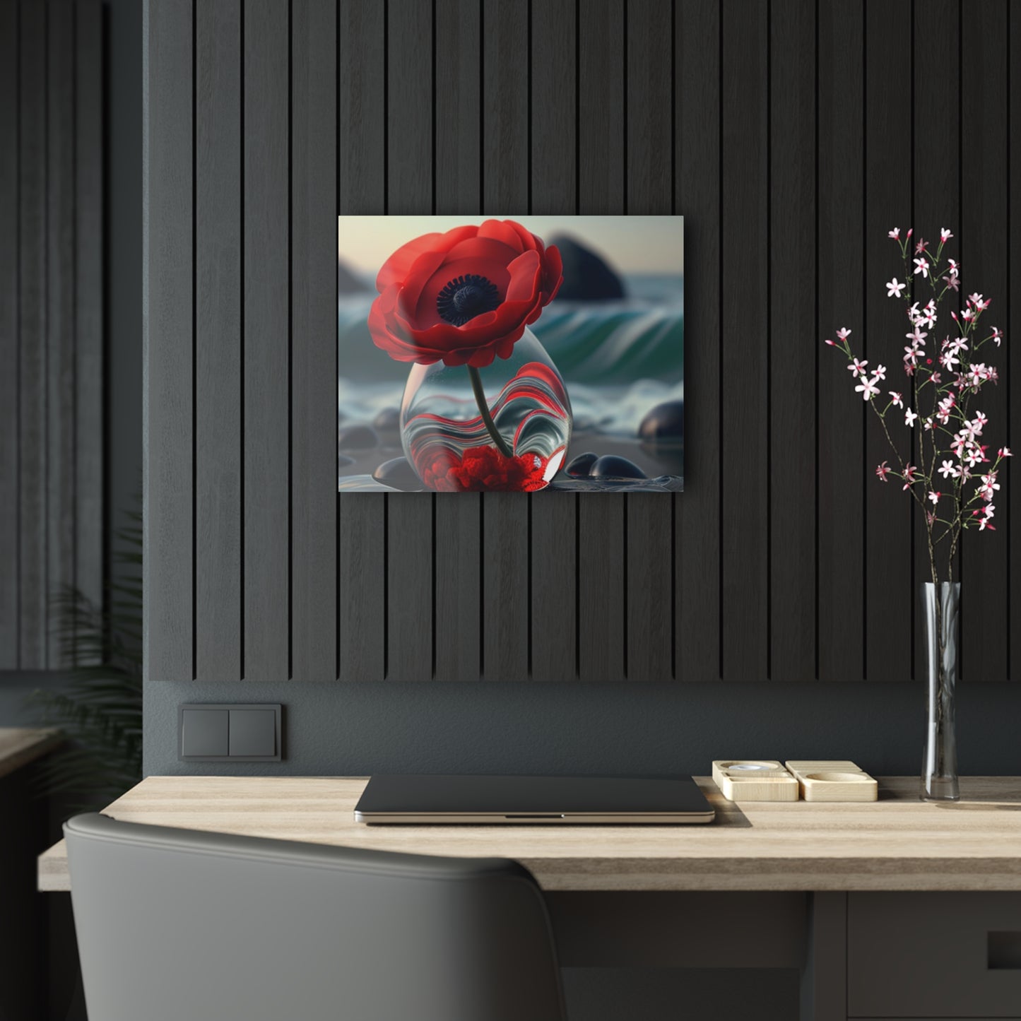 Acrylic Prints Red Anemone in a Vase 1