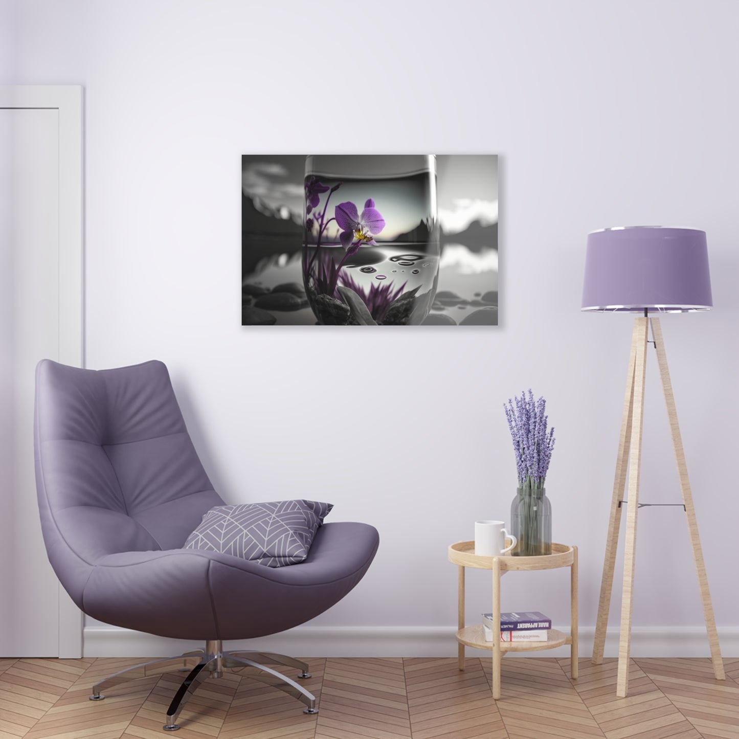 Acrylic Prints Purple Orchid Glass vase 2