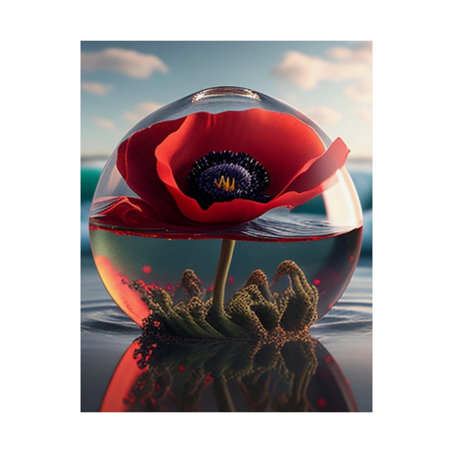 Premium Matte Vertical Posters Red Anemone in a Vase 4