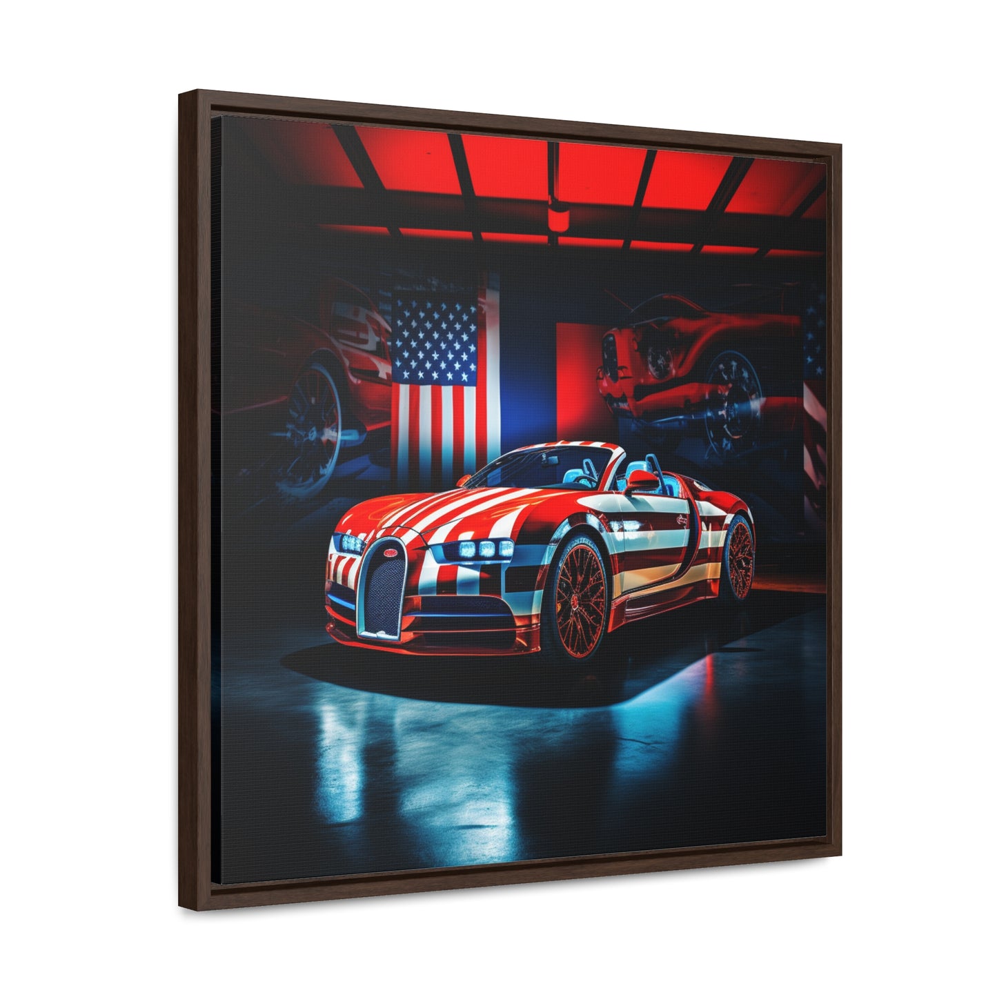 Gallery Canvas Wraps, Square Frame Macro Bugatti American Flag 2