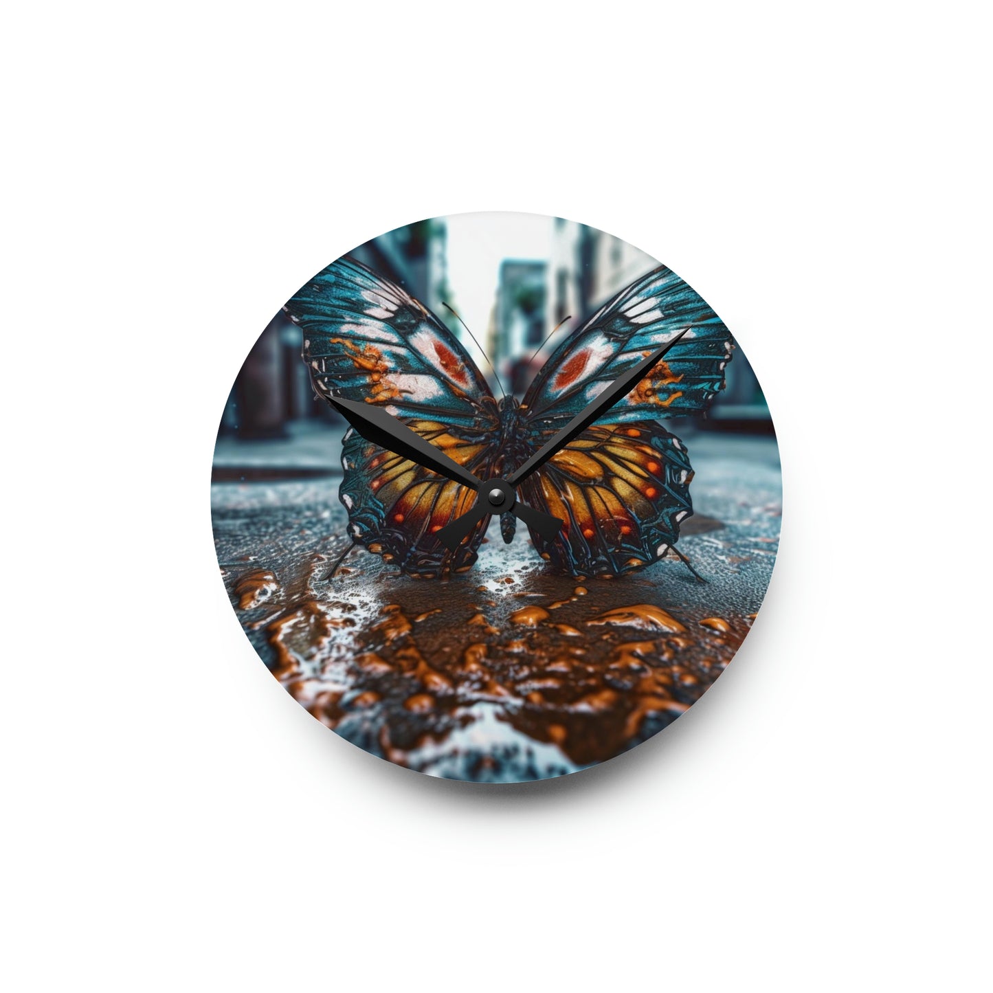 Acrylic Wall Clock Water Butterfly Street 3