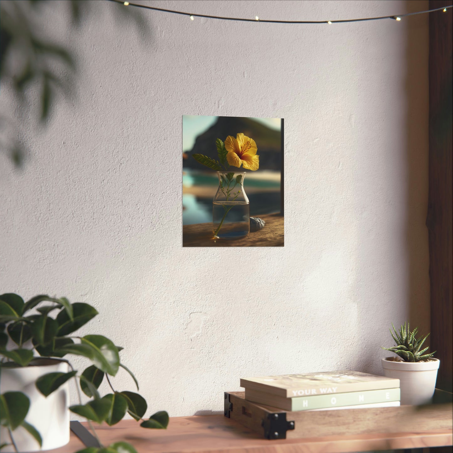 Premium Matte Vertical Posters Yellow Hibiscus Wood 4