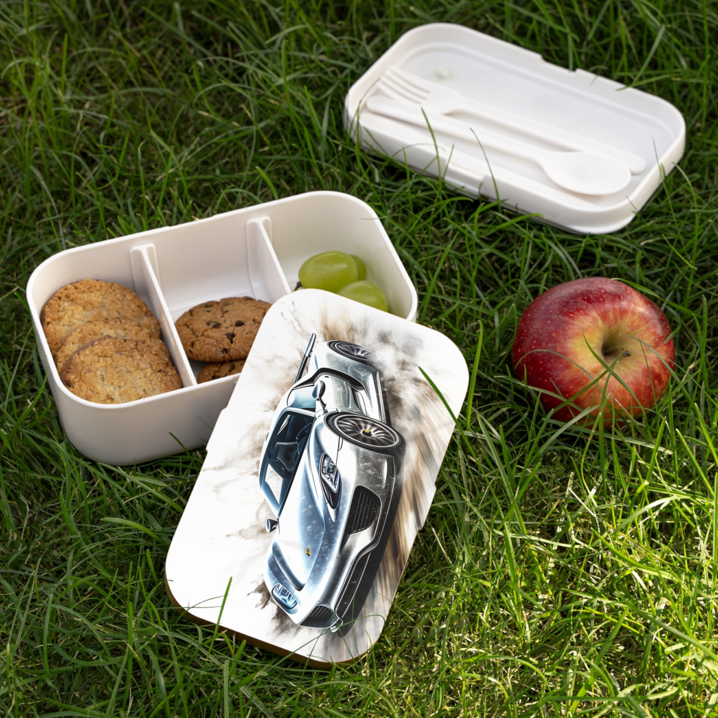 Bento Lunch Box 918 Spyder white background driving fast with water splashing 2