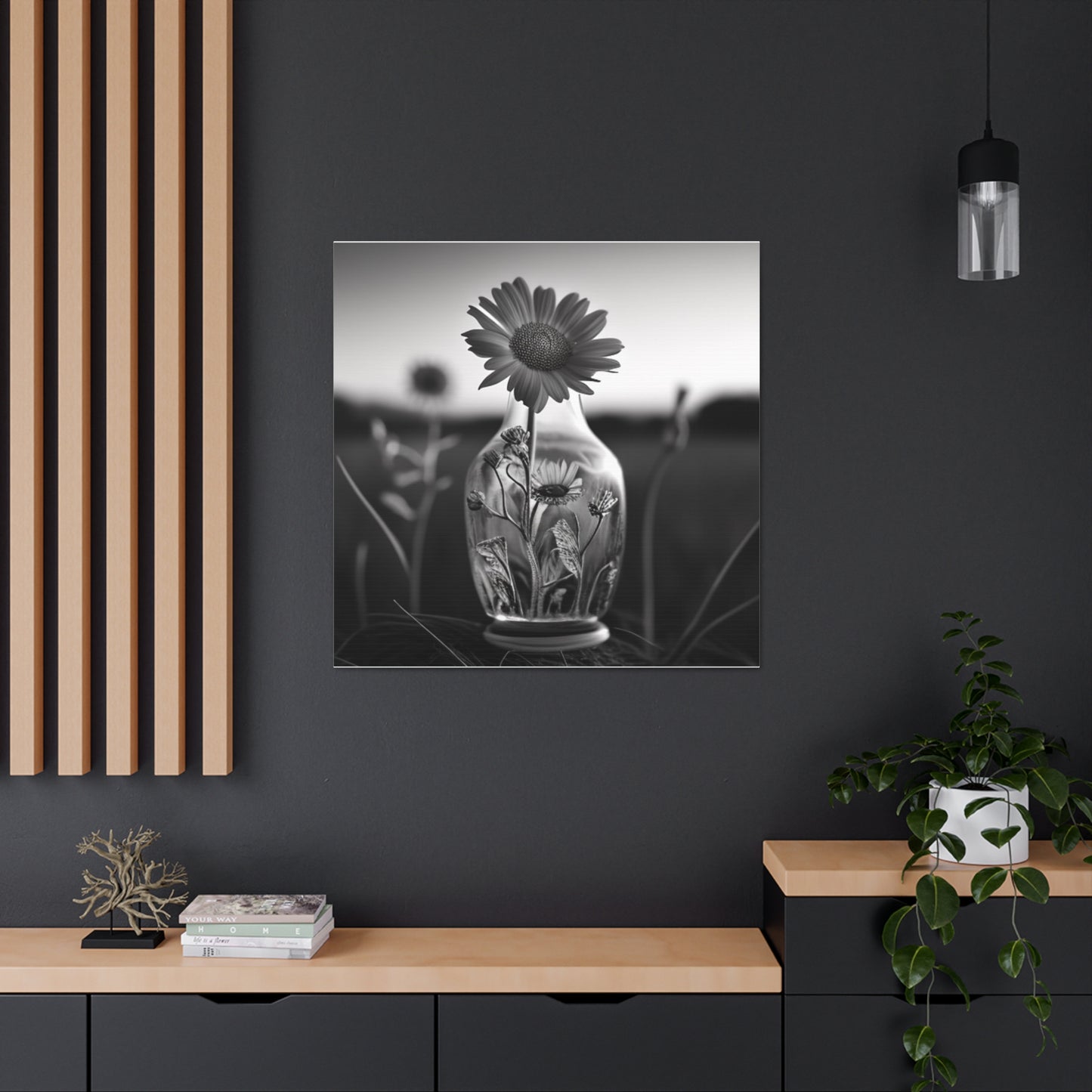 Canvas Gallery Wraps Yellw Sunflower in a vase 2