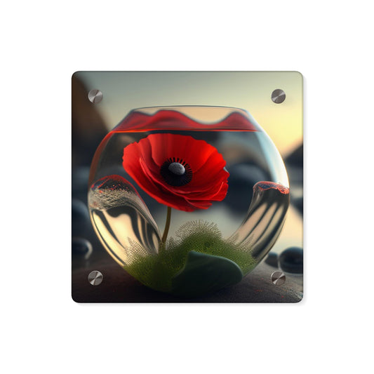 Acrylic Wall Art Panels Red Anemone in a Vase 3