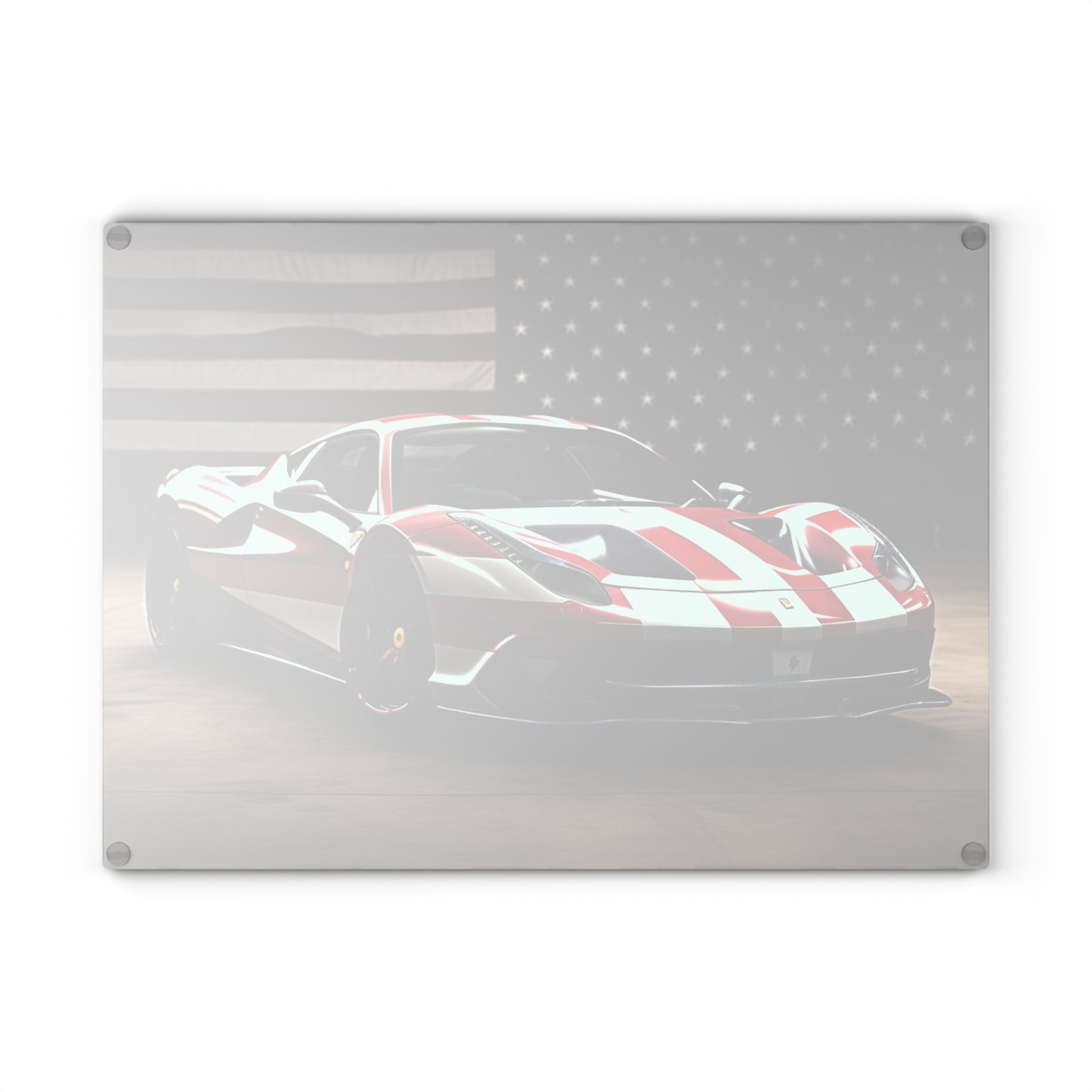 Glass Cutting Board American Flag Background Ferrari 2