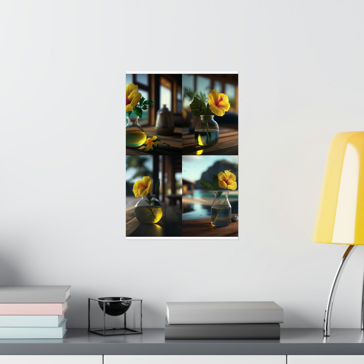 Premium Matte Vertical Posters Yellow Hibiscus Wood 5