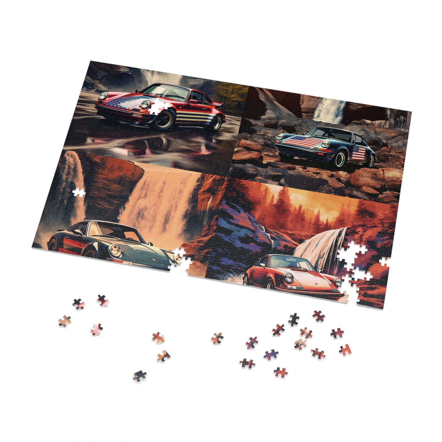 Jigsaw Puzzle (30, 110, 252, 500,1000-Piece) American Flag Porsche Abstract 5