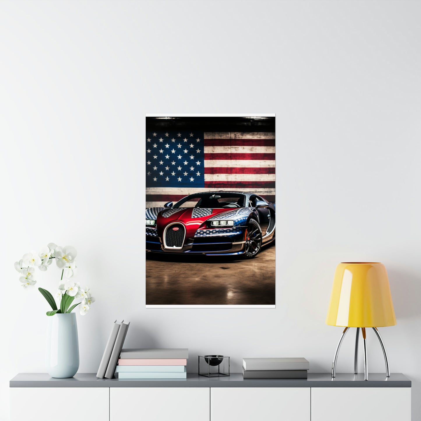 Premium Matte Vertical Posters Bugatti American Flag 1