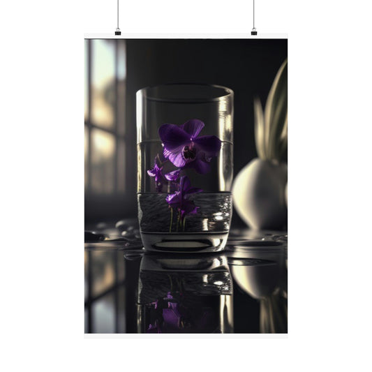 Premium Matte Vertical Posters Purple Orchid Glass vase 4