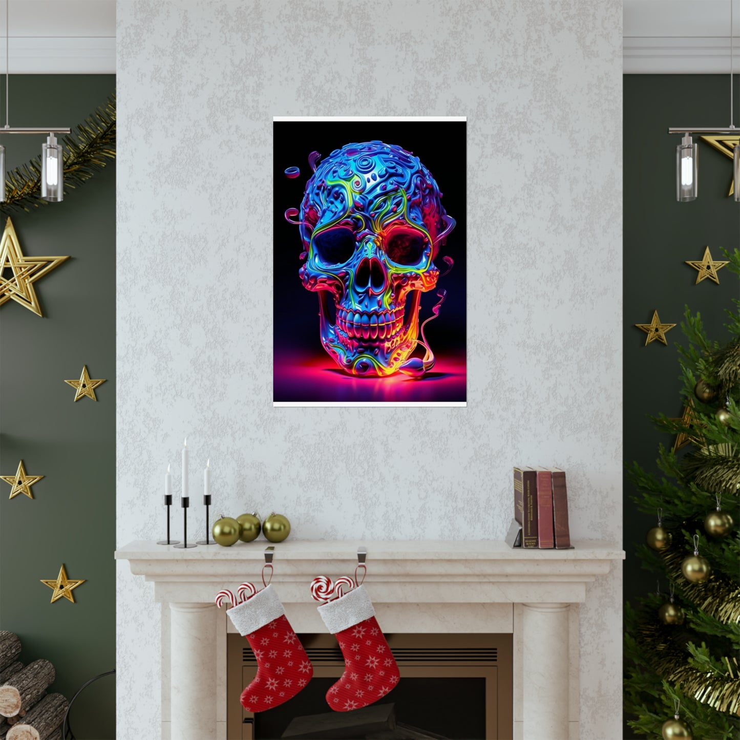 Premium Matte Vertical Posters Macro Skull Color 3