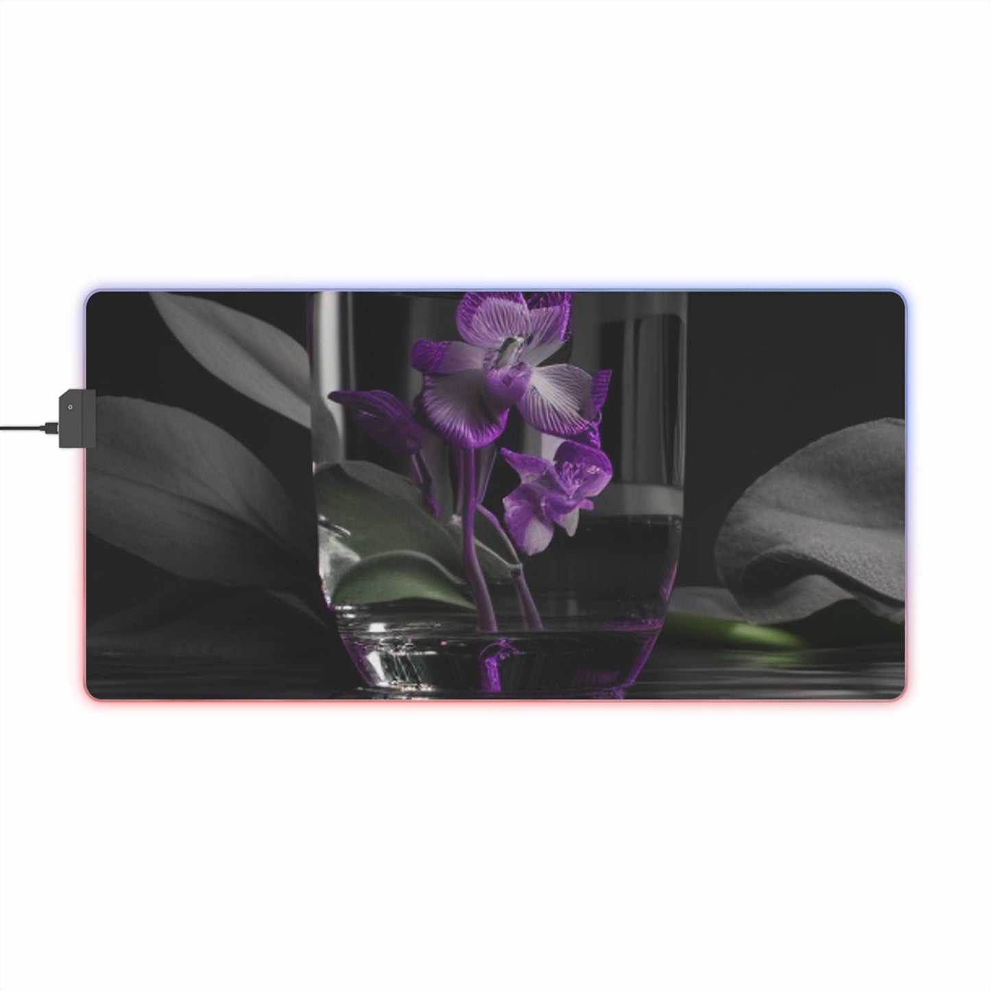 LED Gaming Mouse Pad Purple Orchid Glass vase 1