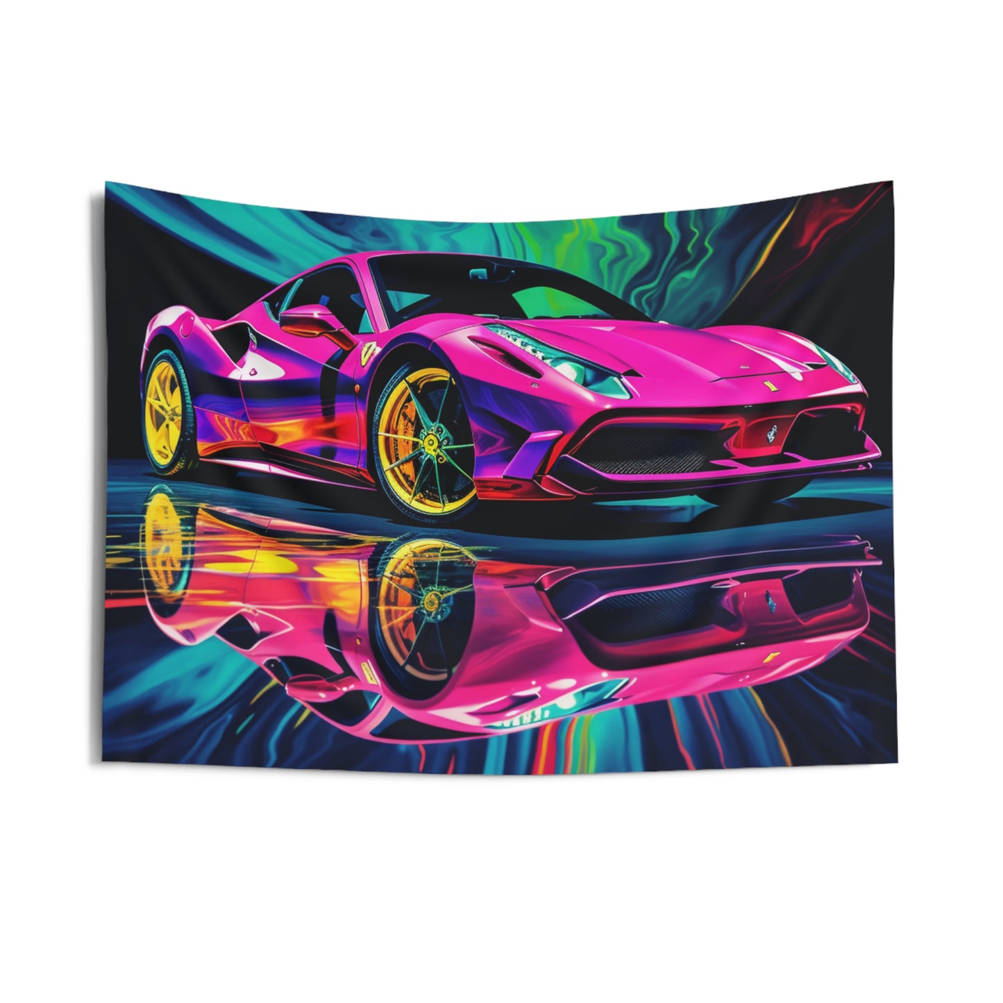 Indoor Wall Tapestries Pink Ferrari Macro 4