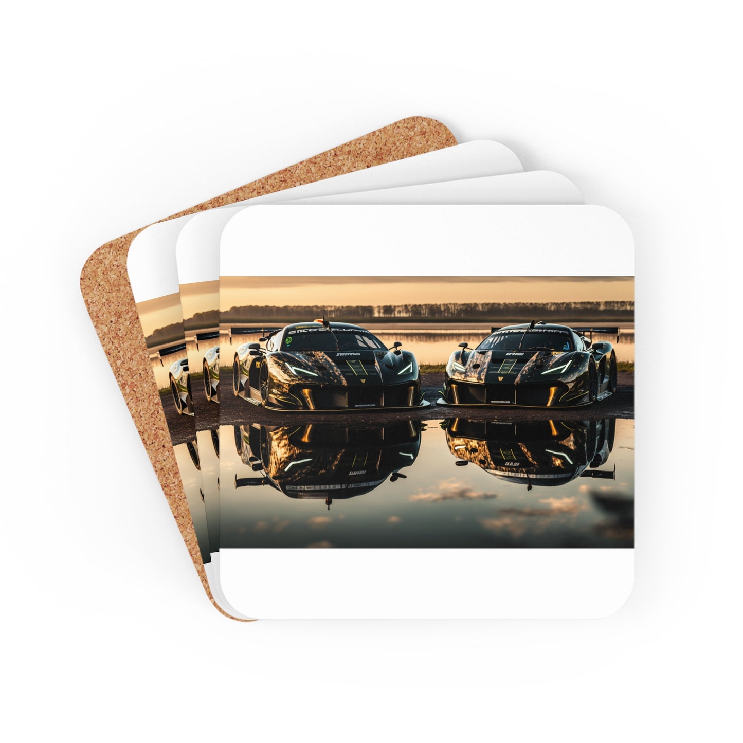 Corkwood Coaster Set Ferrari Lake 4