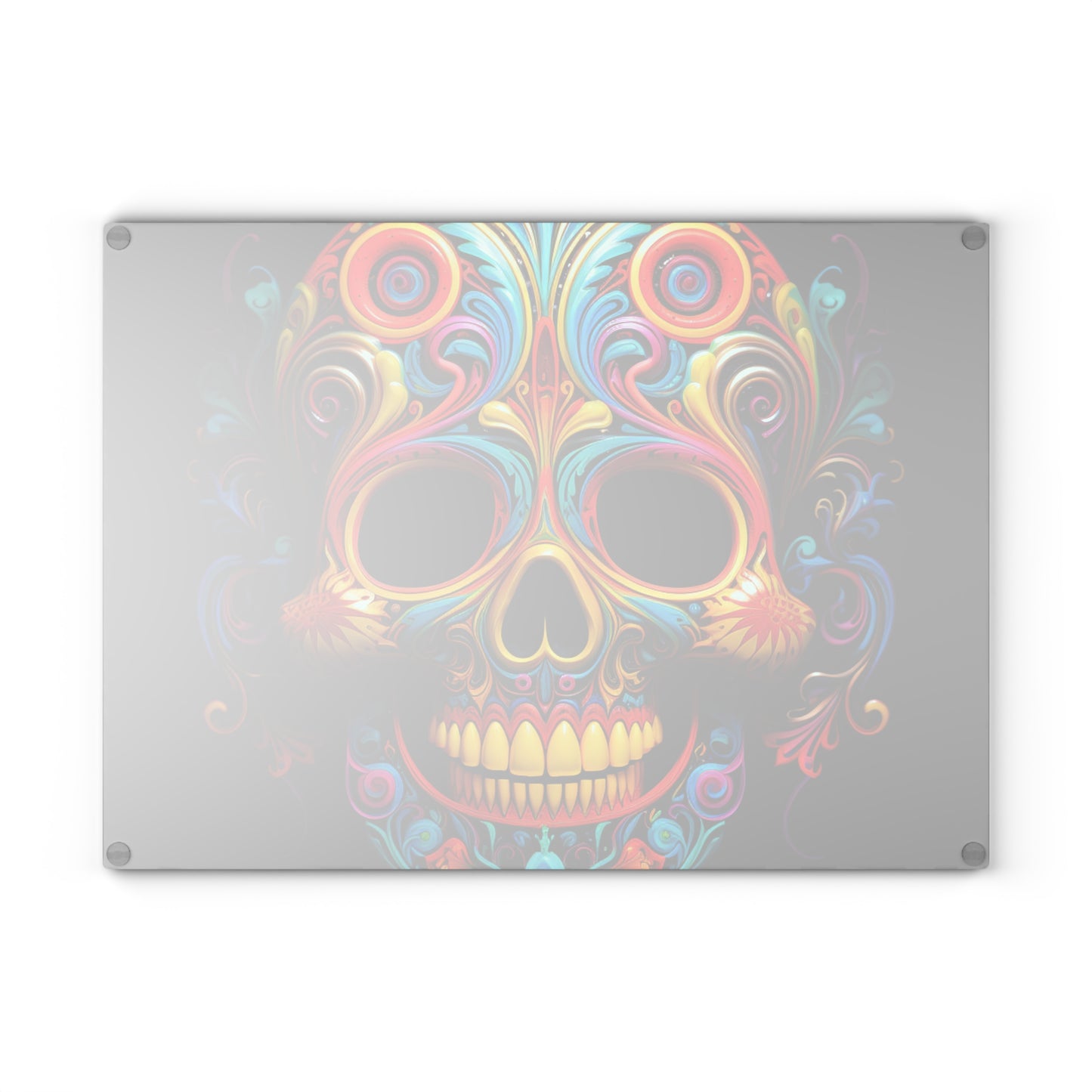 Glass Cutting Board Macro Skull Color 1