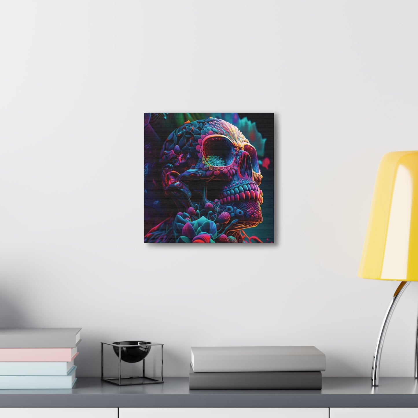 Canvas Gallery Wraps Florescent Skull Death 3