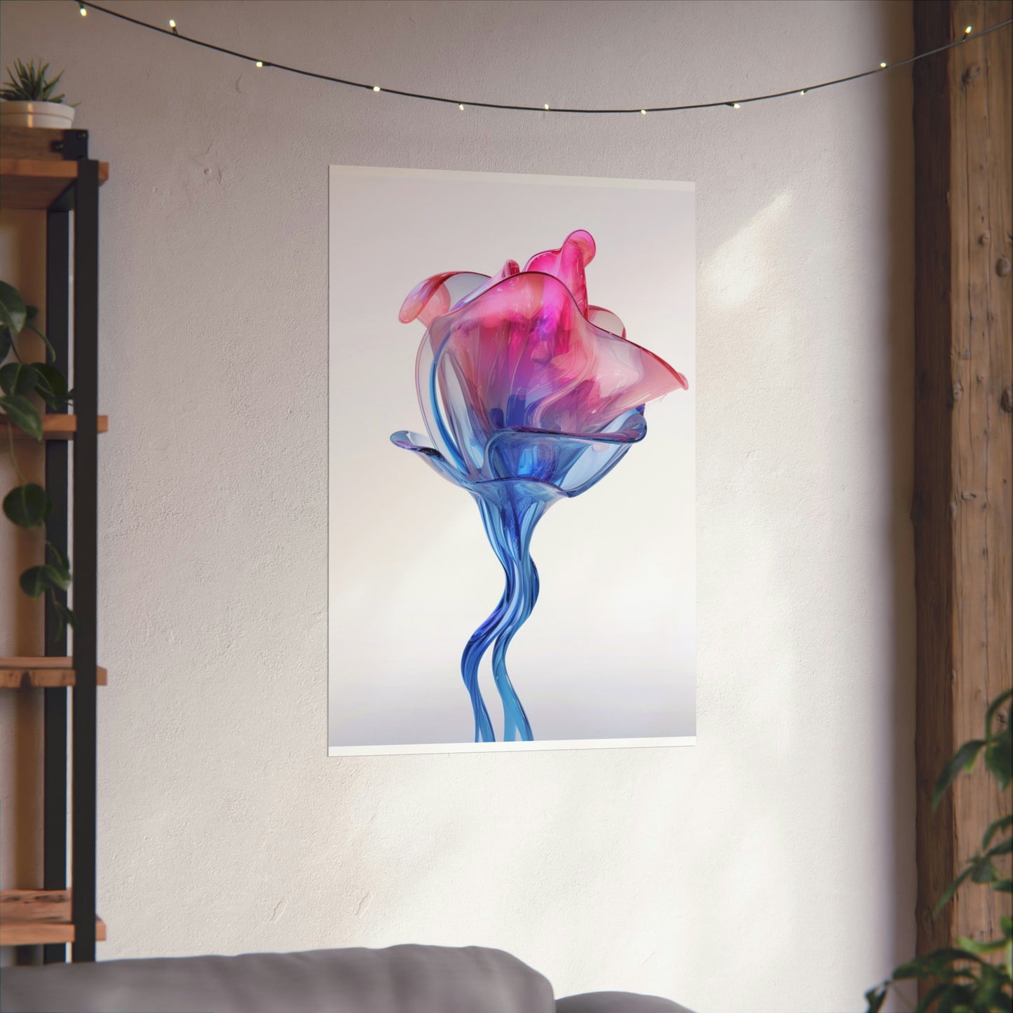 Premium Matte Vertical Posters Pink & Blue Tulip Rose 4