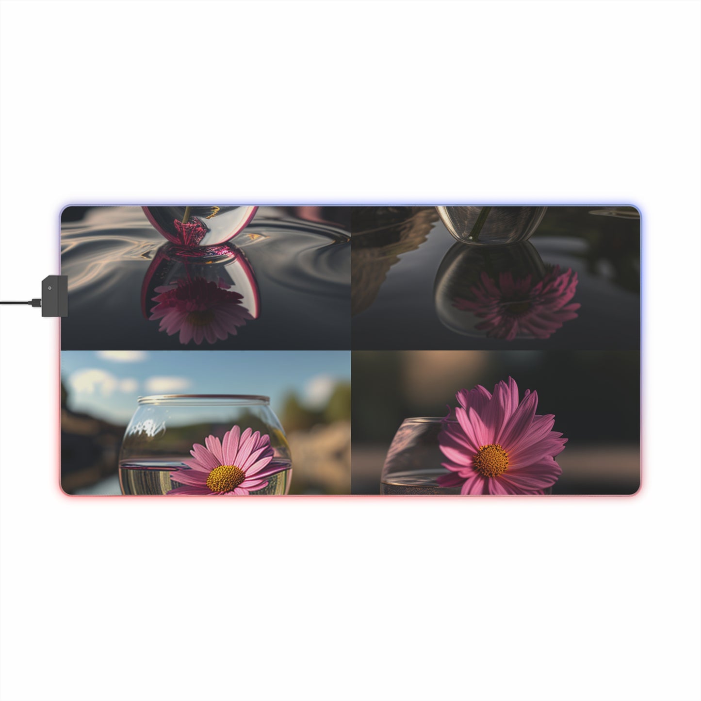 LED Gaming Mouse Pad Pink Daisy 5