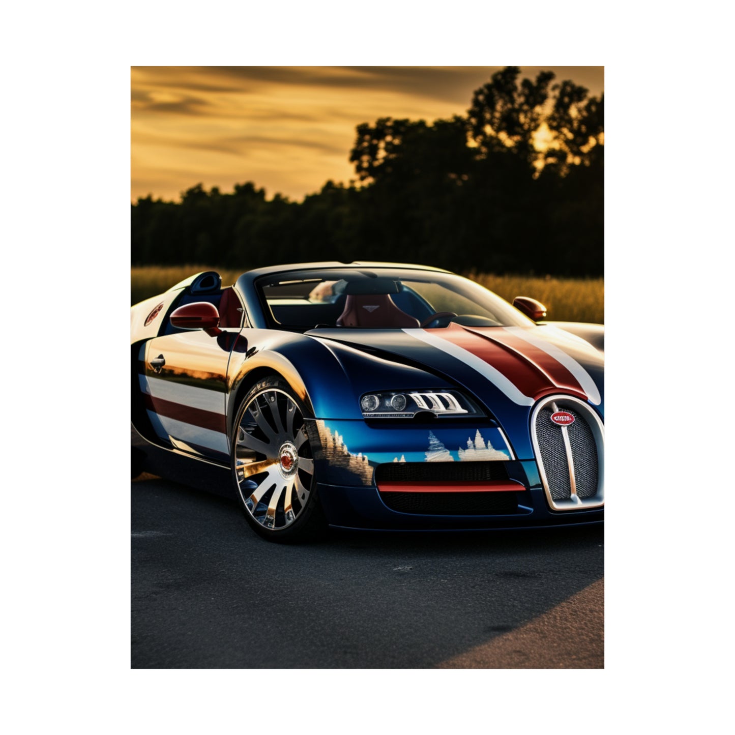 Premium Matte Vertical Posters Bugatti Flag American 3