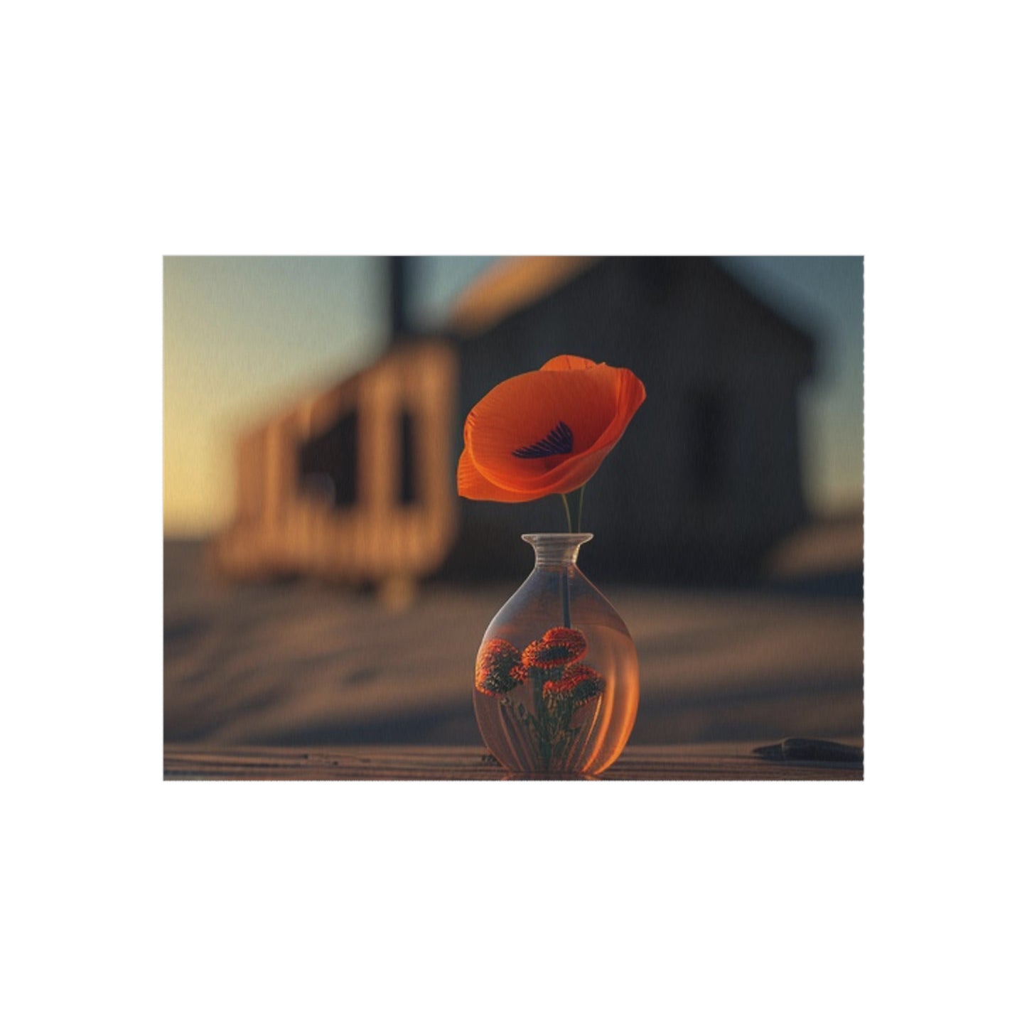 Outdoor Rug  Orange Poppy in a Vase 3