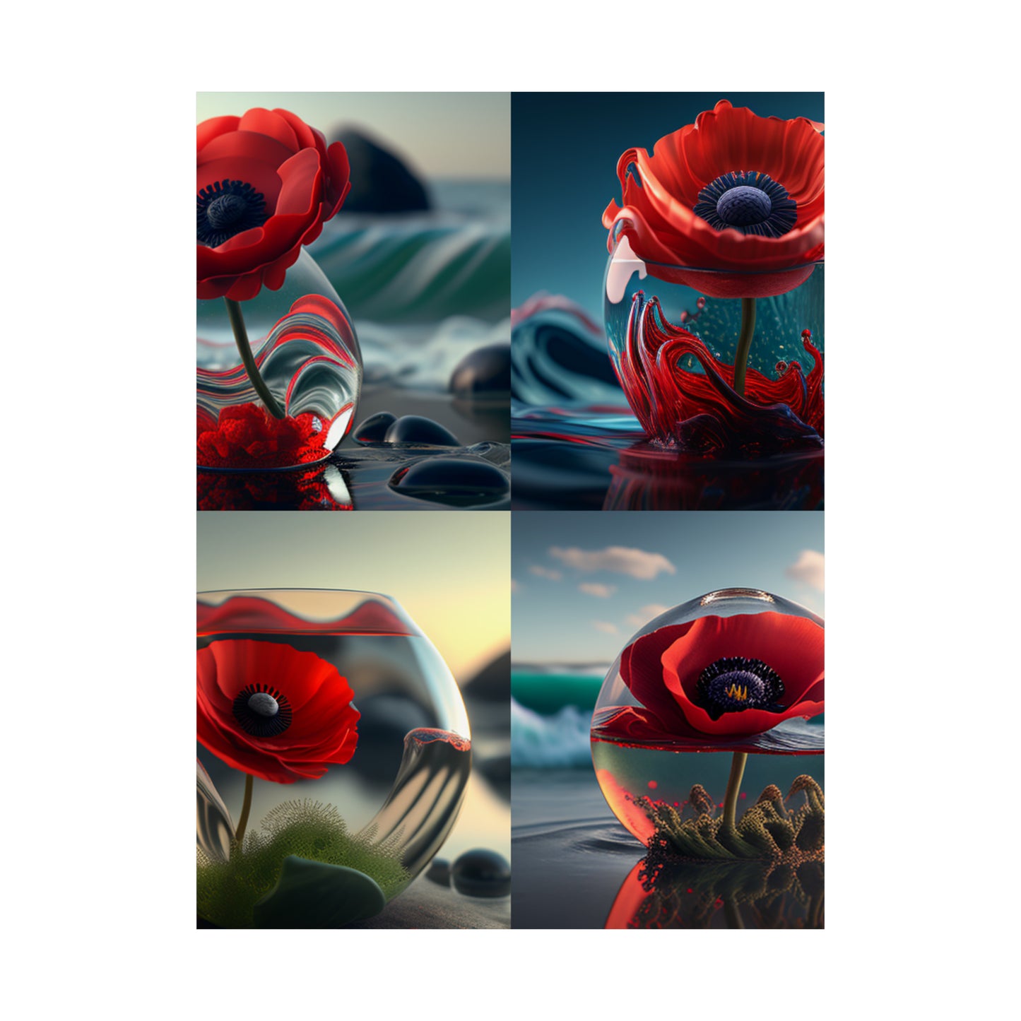 Premium Matte Vertical Posters Red Anemone in a Vase 5