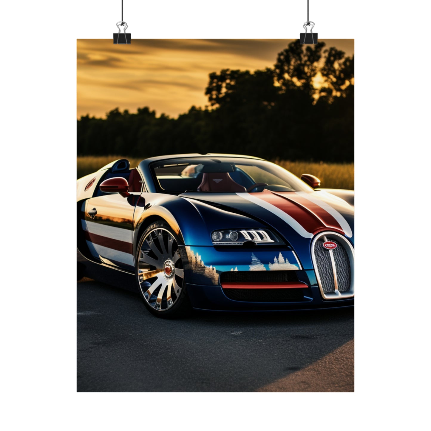 Premium Matte Vertical Posters Bugatti Flag American 3