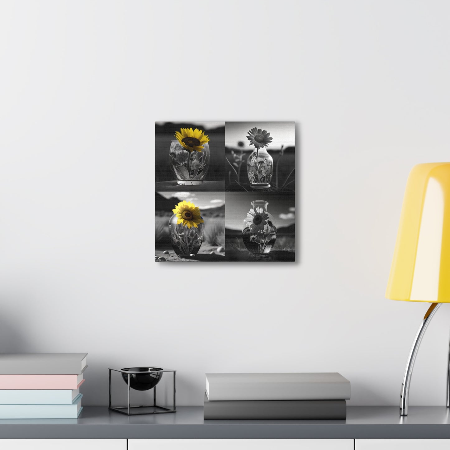 Canvas Gallery Wraps Yellw Sunflower in a vase 5