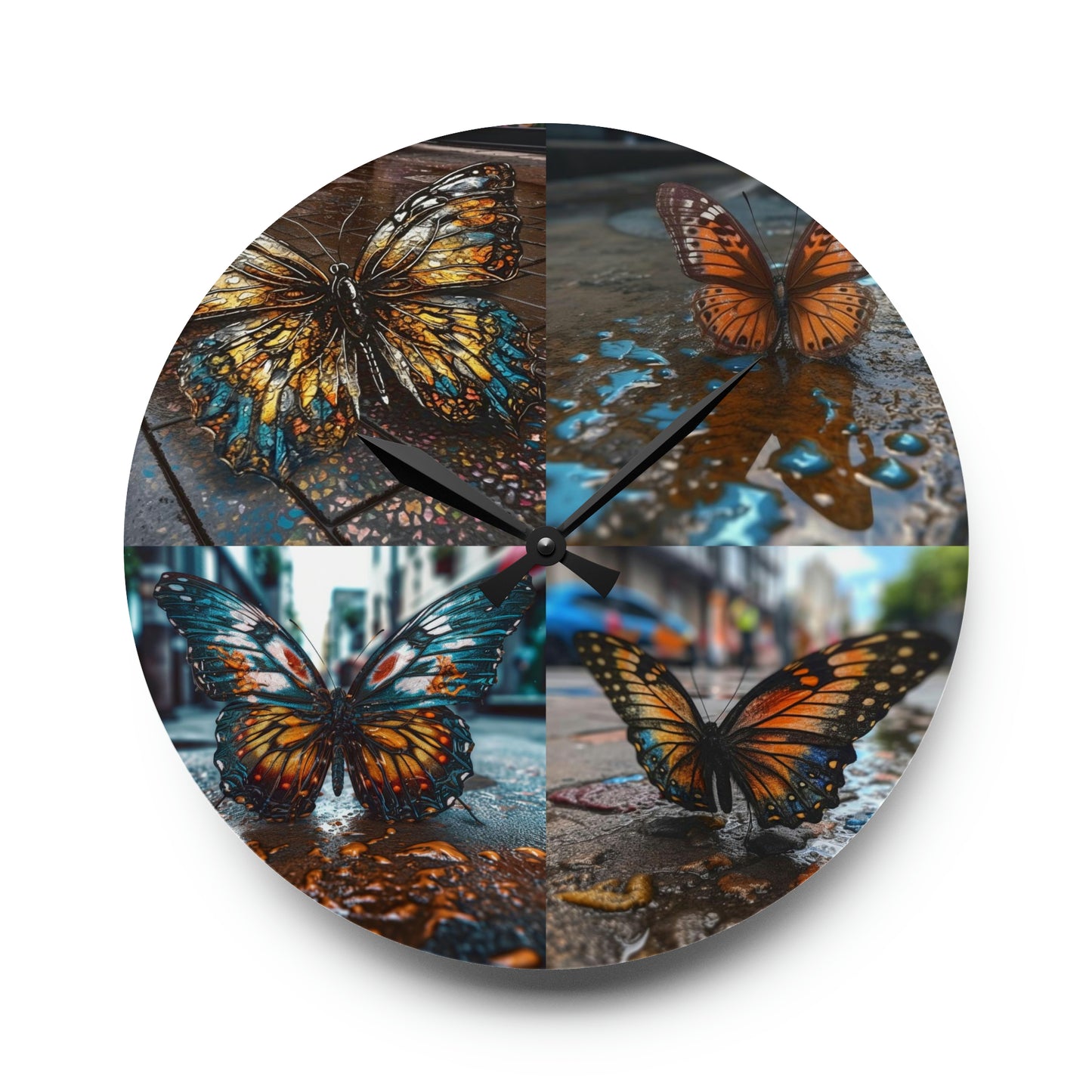 Acrylic Wall Clock Water Butterfly Street 5