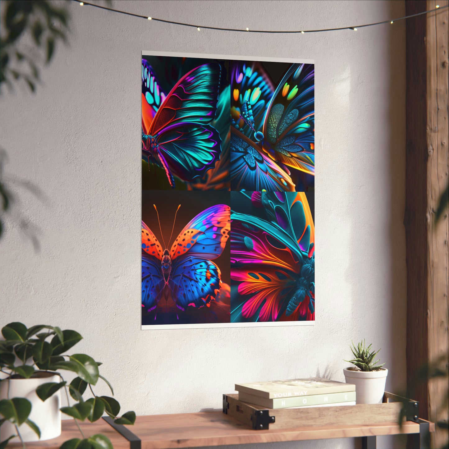 Premium Matte Vertical Posters Neon Butterfly Macro 5