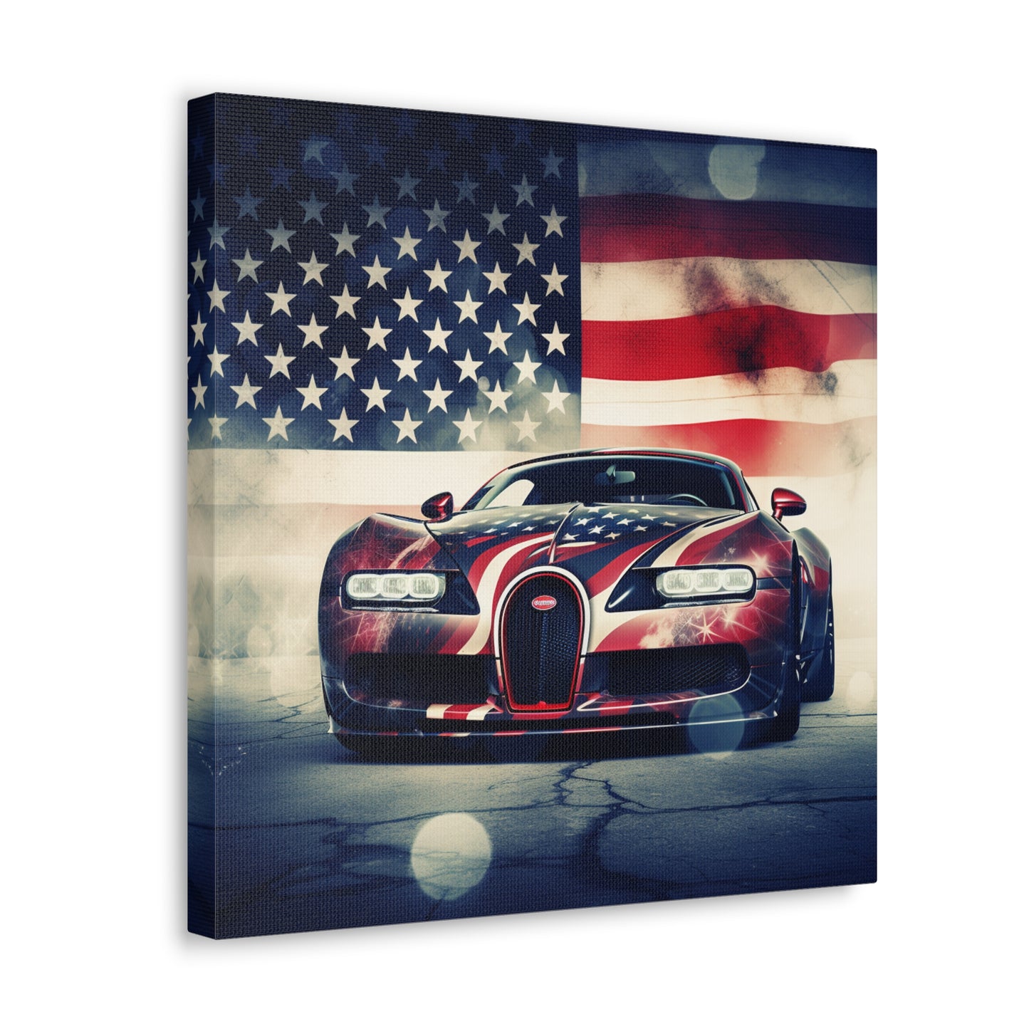 Canvas Gallery Wraps Abstract American Flag Background Bugatti 1