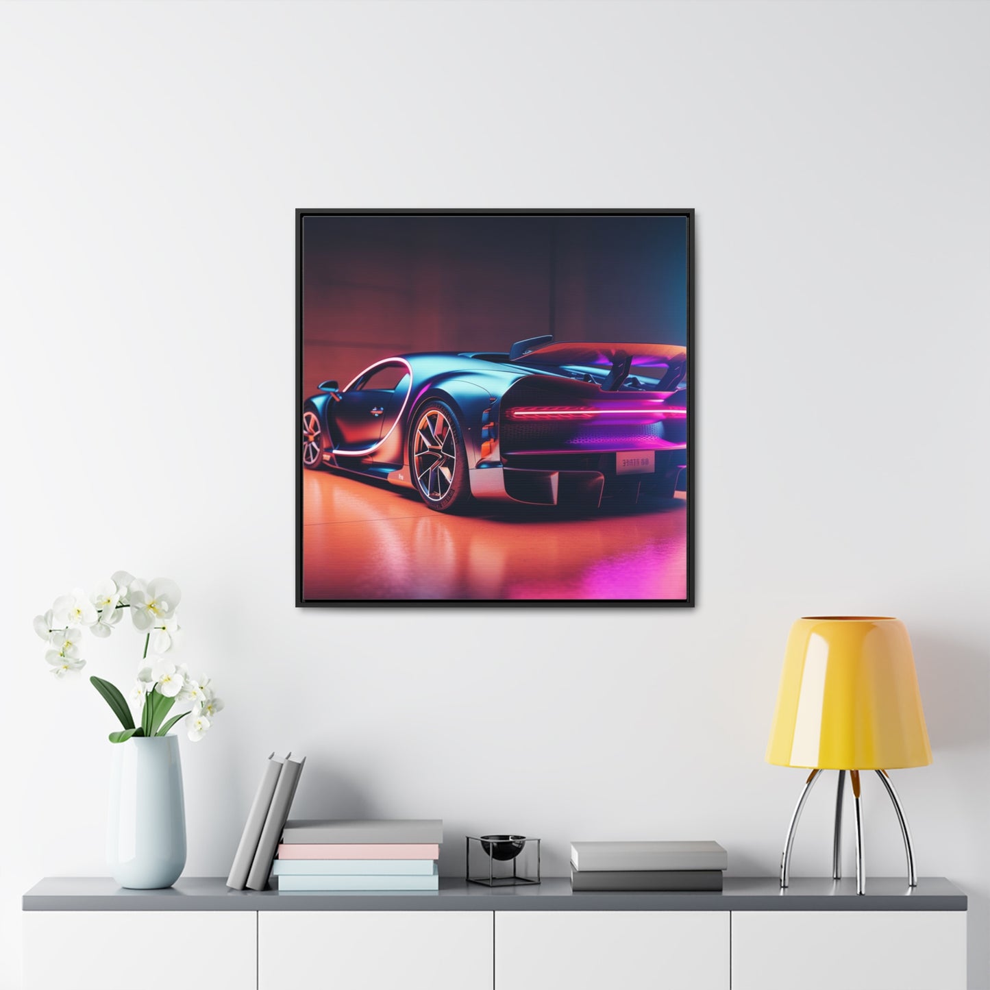 Gallery Canvas Wraps, Square Frame Hyper Bugatti Neon Chiron 2