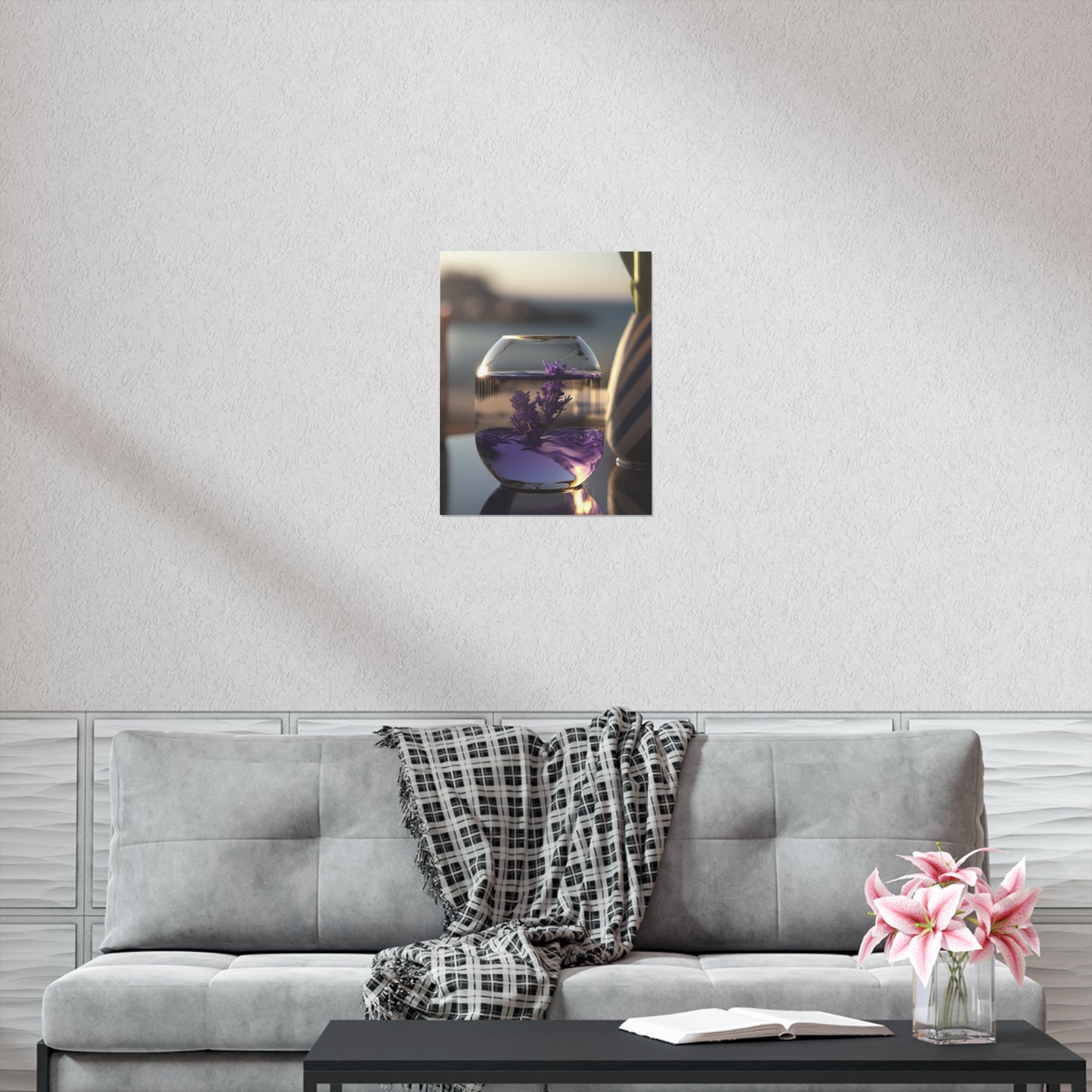 Premium Matte Vertical Posters Lavender in a vase 1