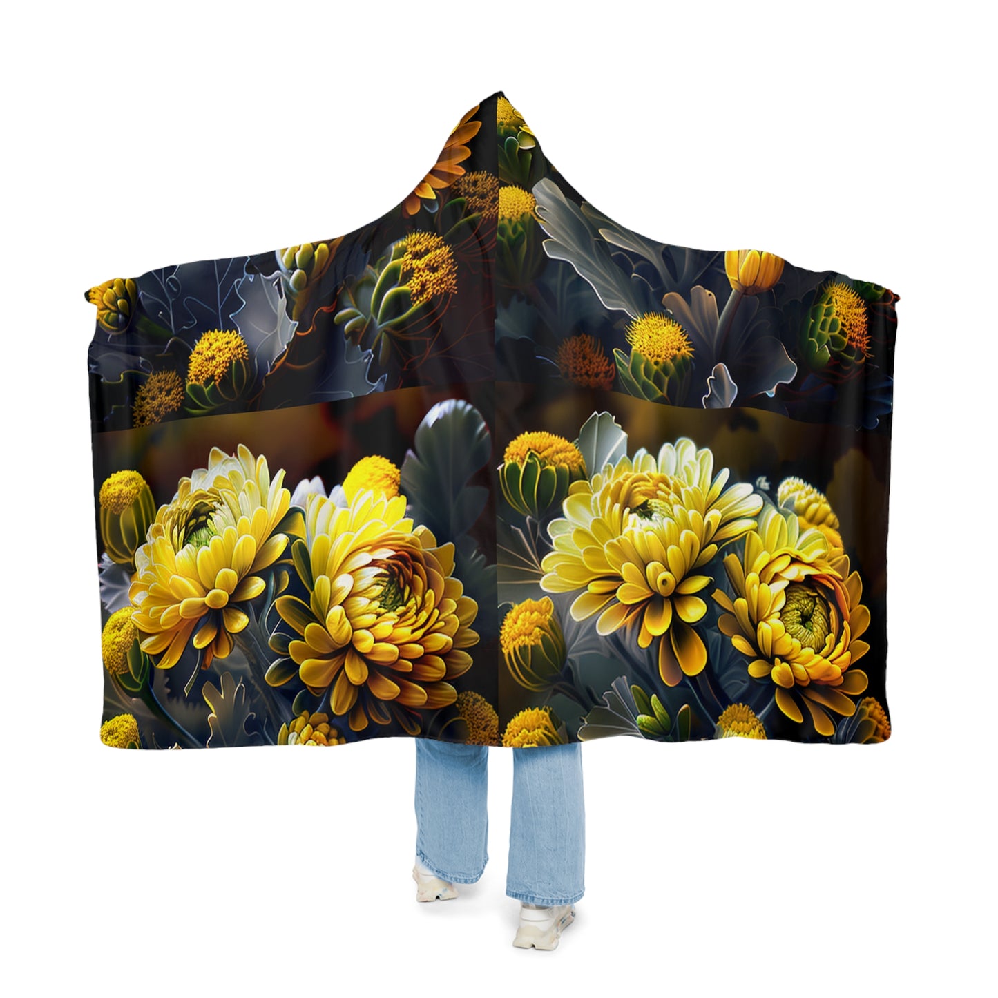 Snuggle Hooded Blanket Yellow Hermosas Flores Amarillas 5