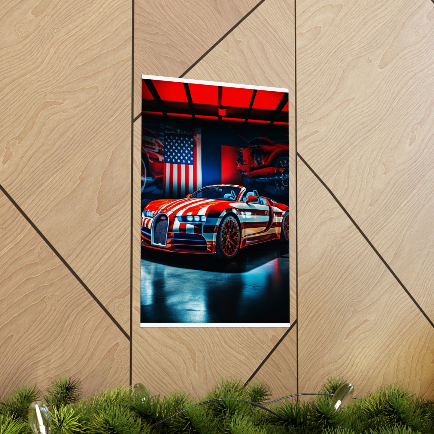 Premium Matte Vertical Posters Macro Bugatti American Flag 2