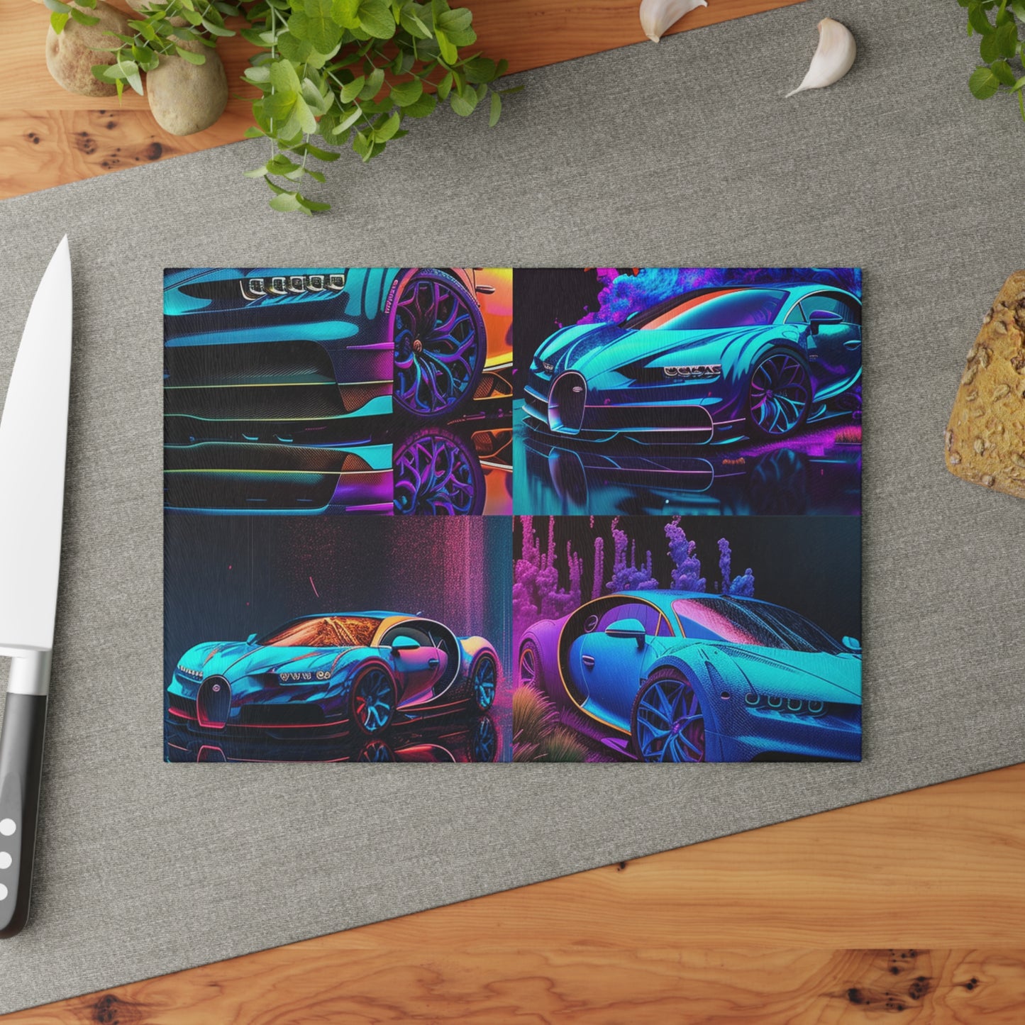 Glass Cutting Board Bugatti Neon Chiron 5