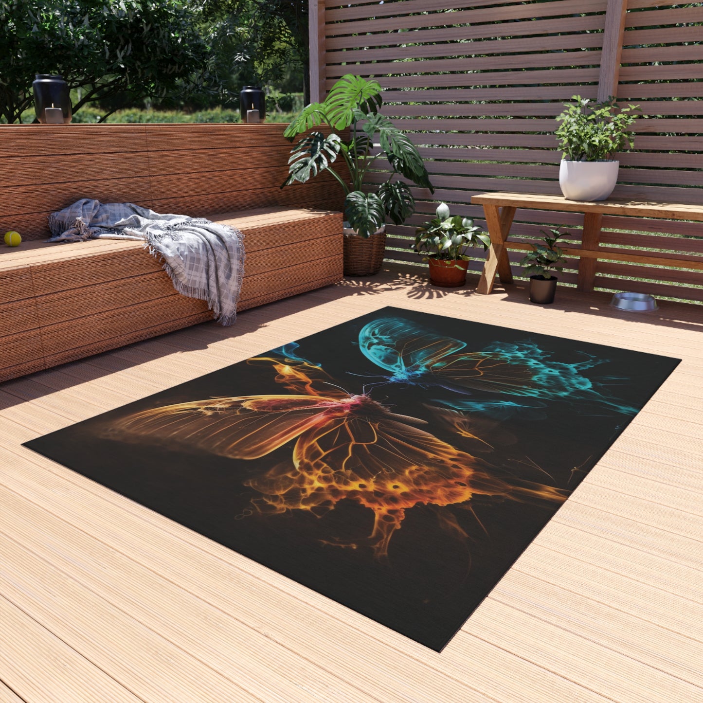 Outdoor Rug  Kiss Neon Butterfly 10