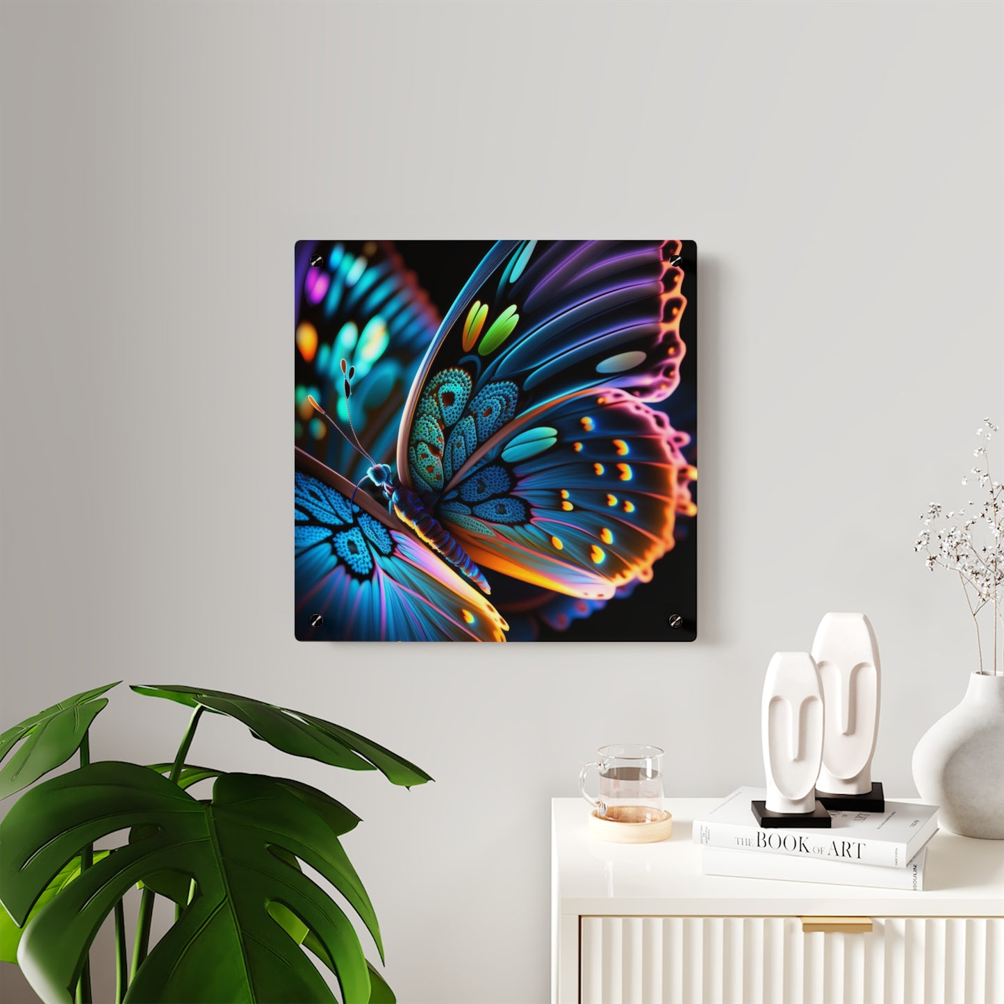 Acrylic Wall Art Panels Neon Butterfly Macro 2