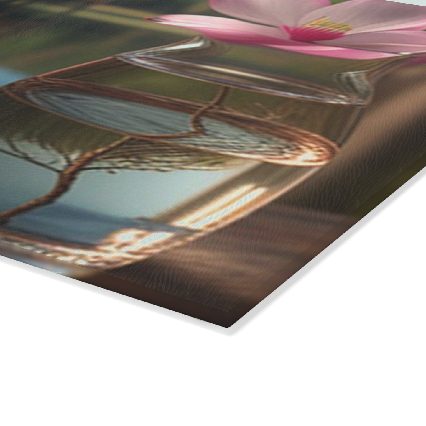 Glass Cutting Board Magnolia in a Glass vase 1