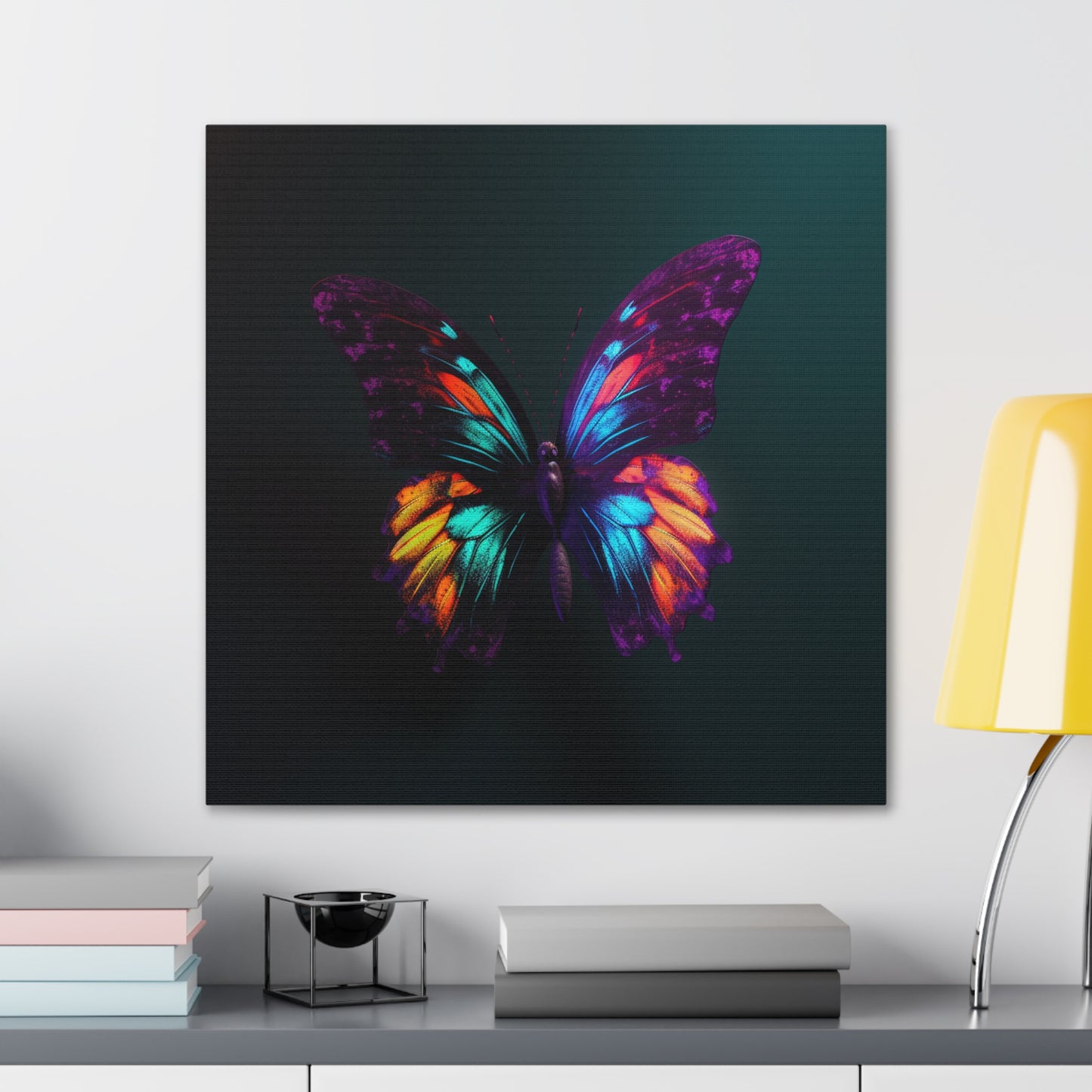 Canvas Gallery Wraps Hyper Colorful Butterfly Purple 1