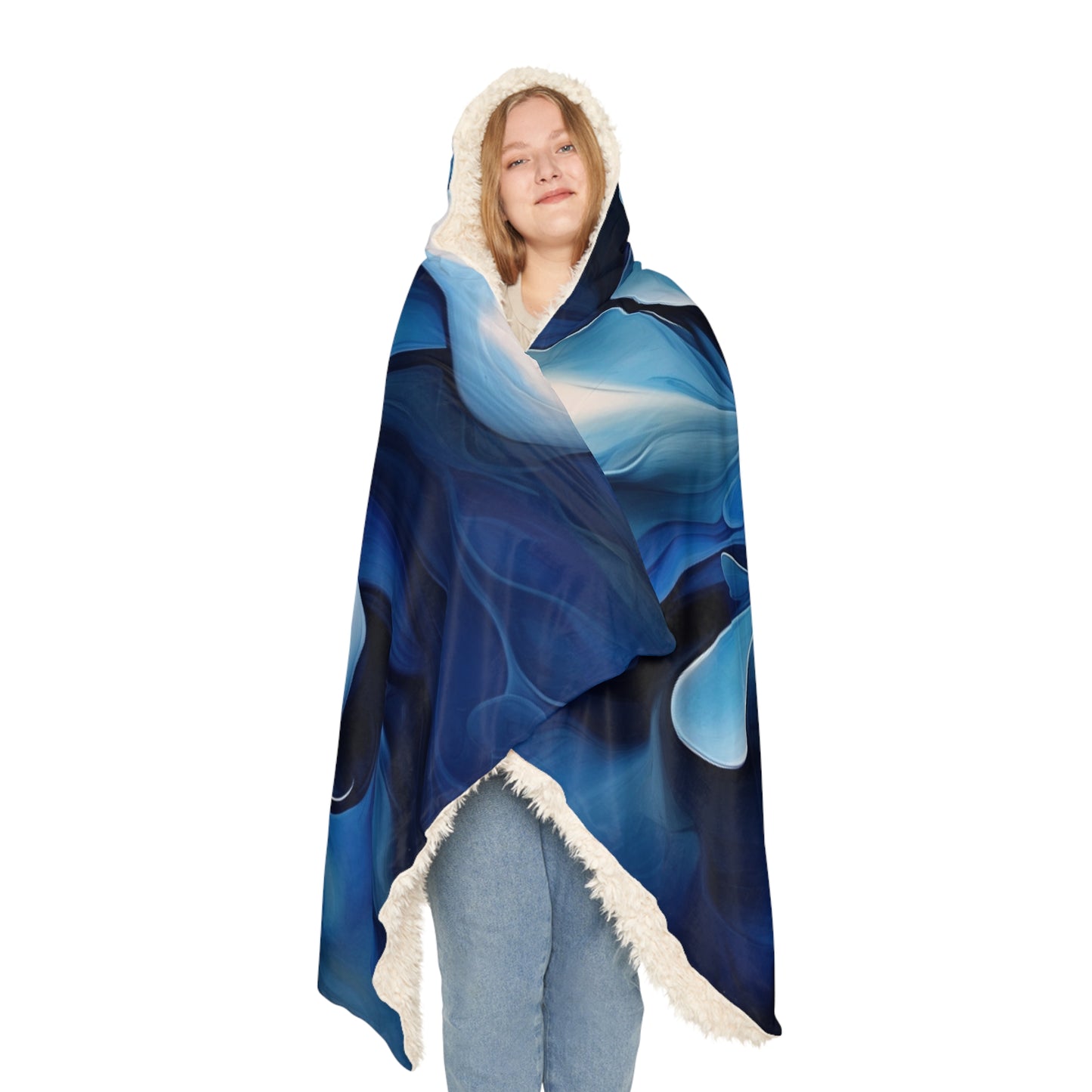 Snuggle Hooded Blanket Abstract Blue Tulip 4