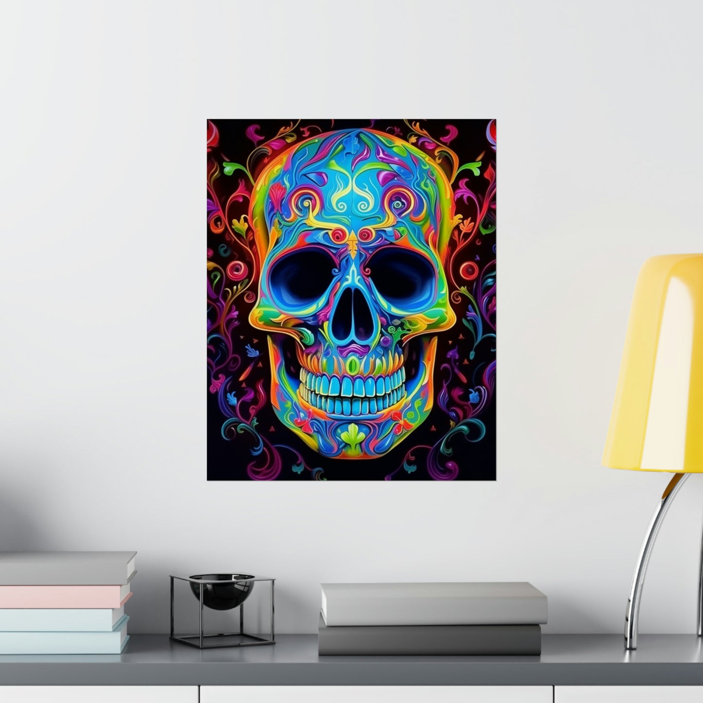 Premium Matte Vertical Posters Macro Skull Color 4