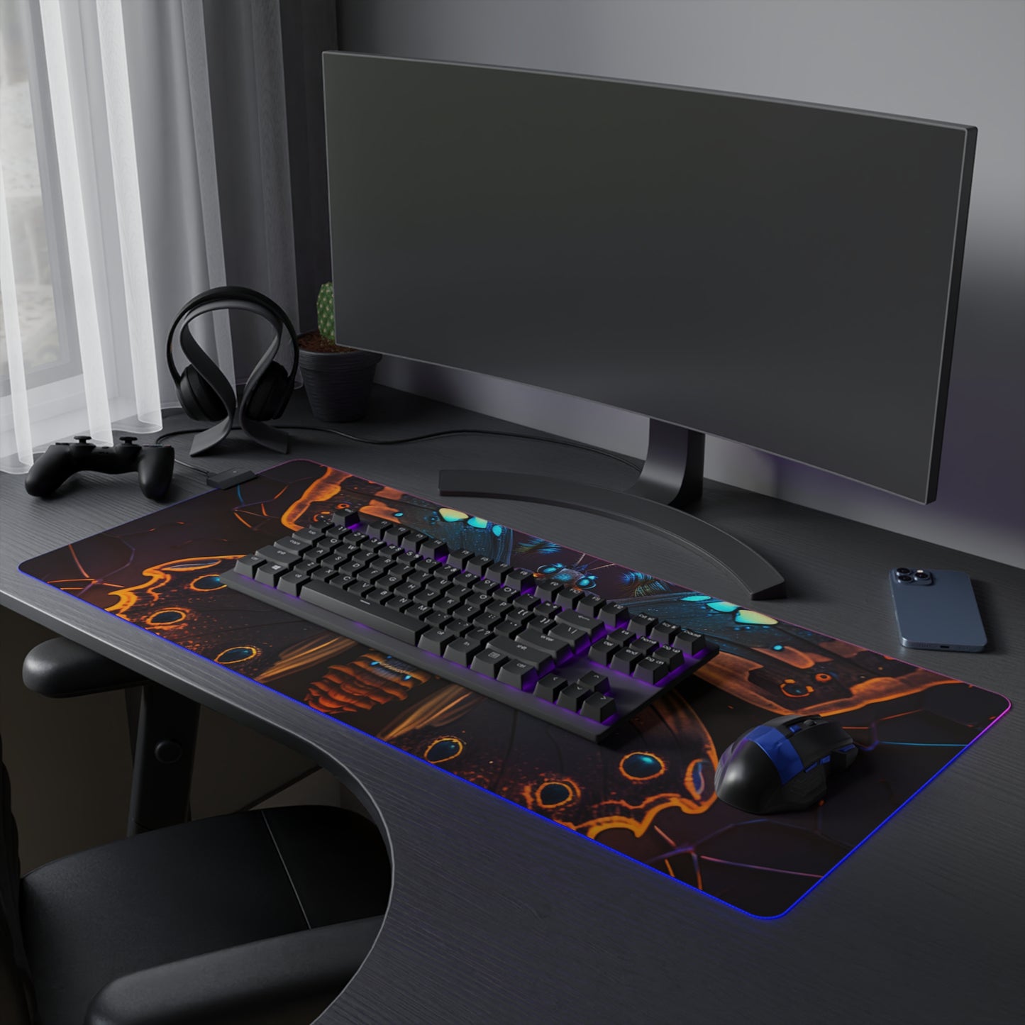 LED Gaming Mouse Pad Neon Hue Butterfly 2