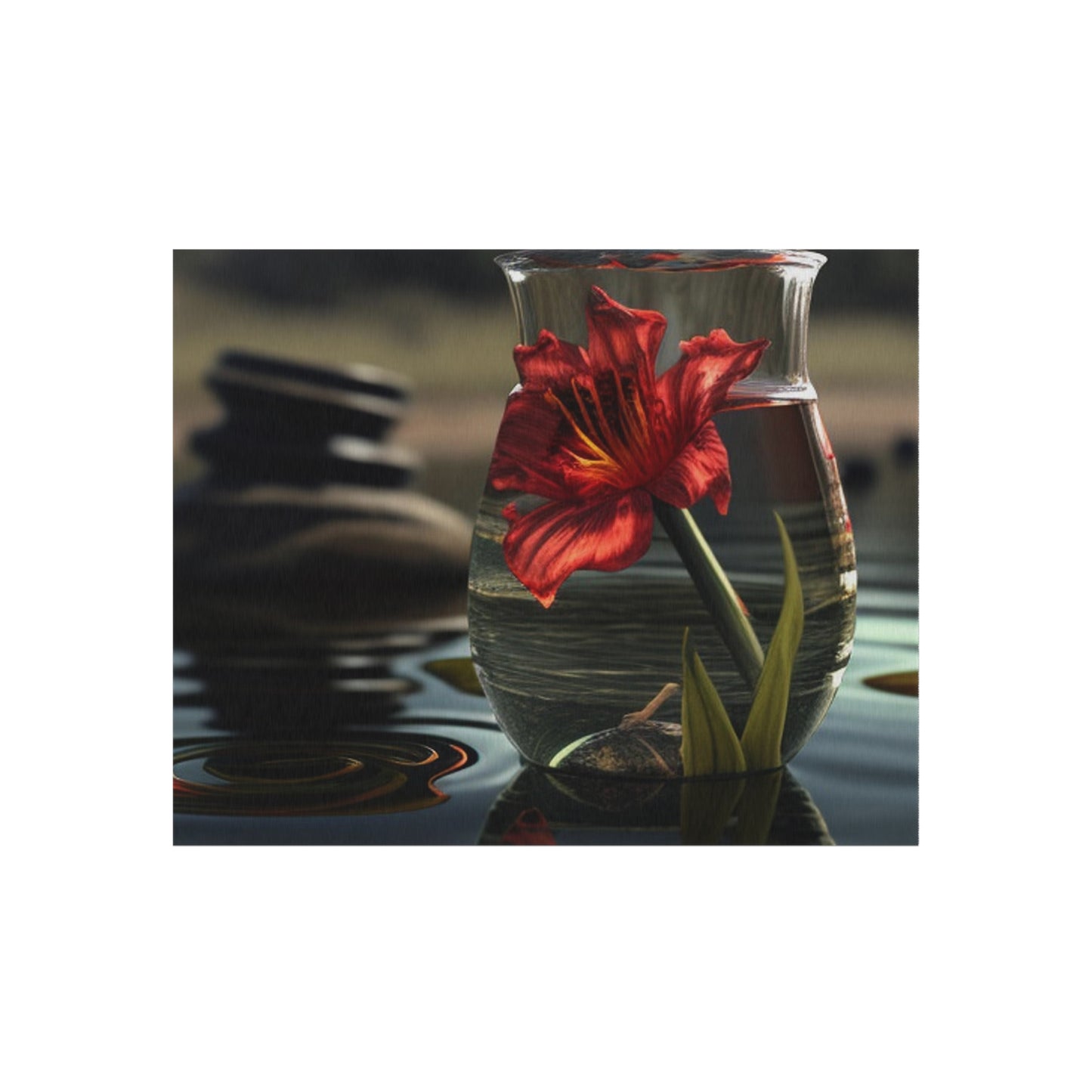 Outdoor Rug  Red Lily in a Glass vase 4